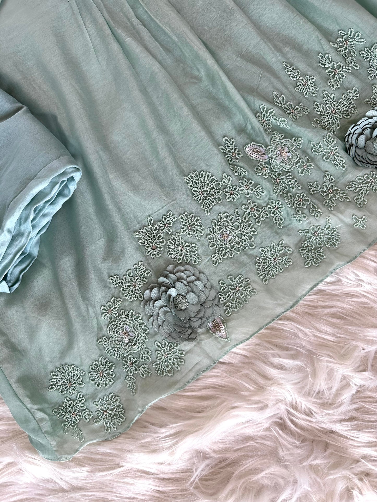 K073 - Mul Chanderi Handwork Coord set in 2 colours
