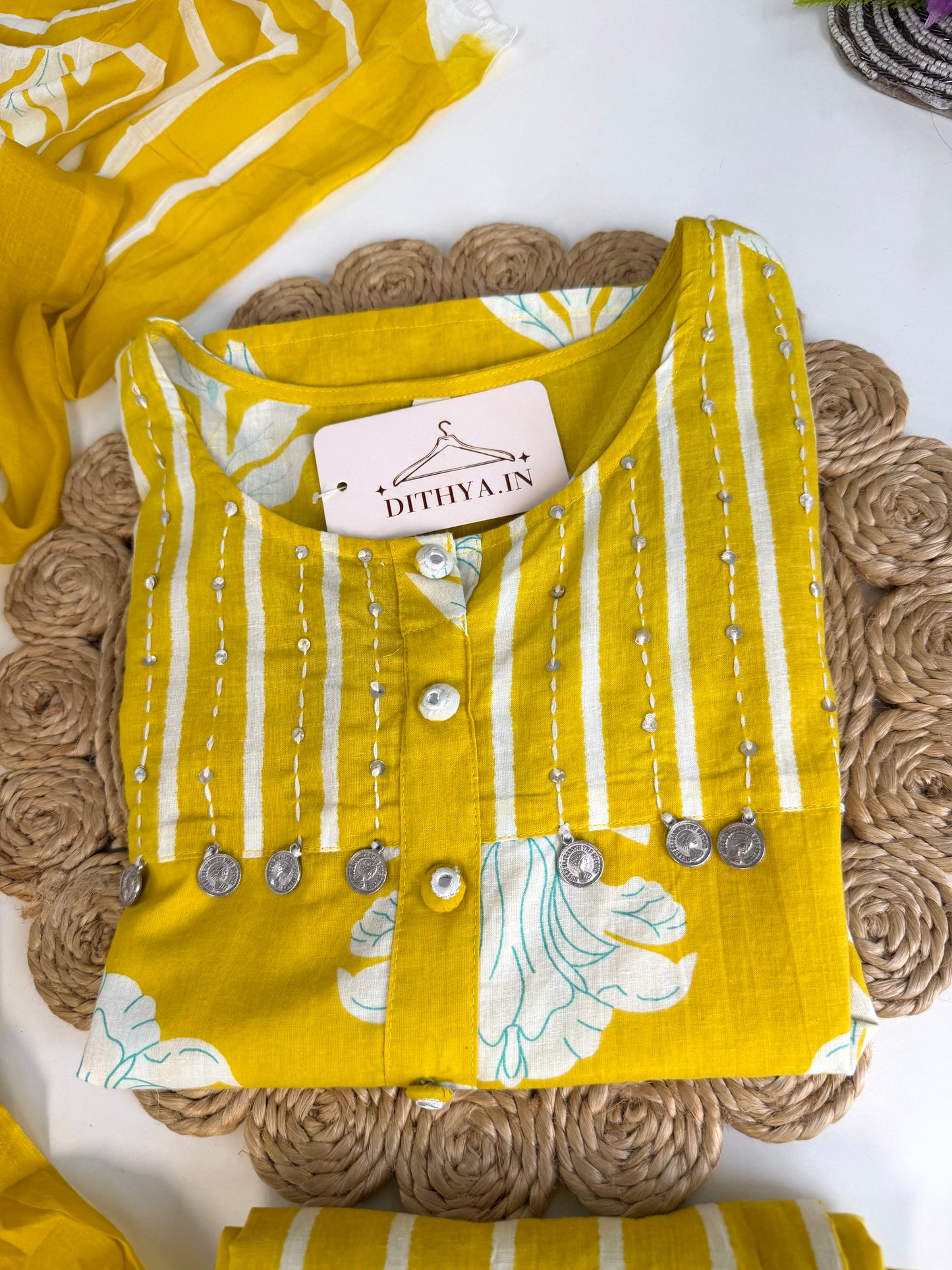 K495 - Mul cotton straight Kurti with pants and dupatta