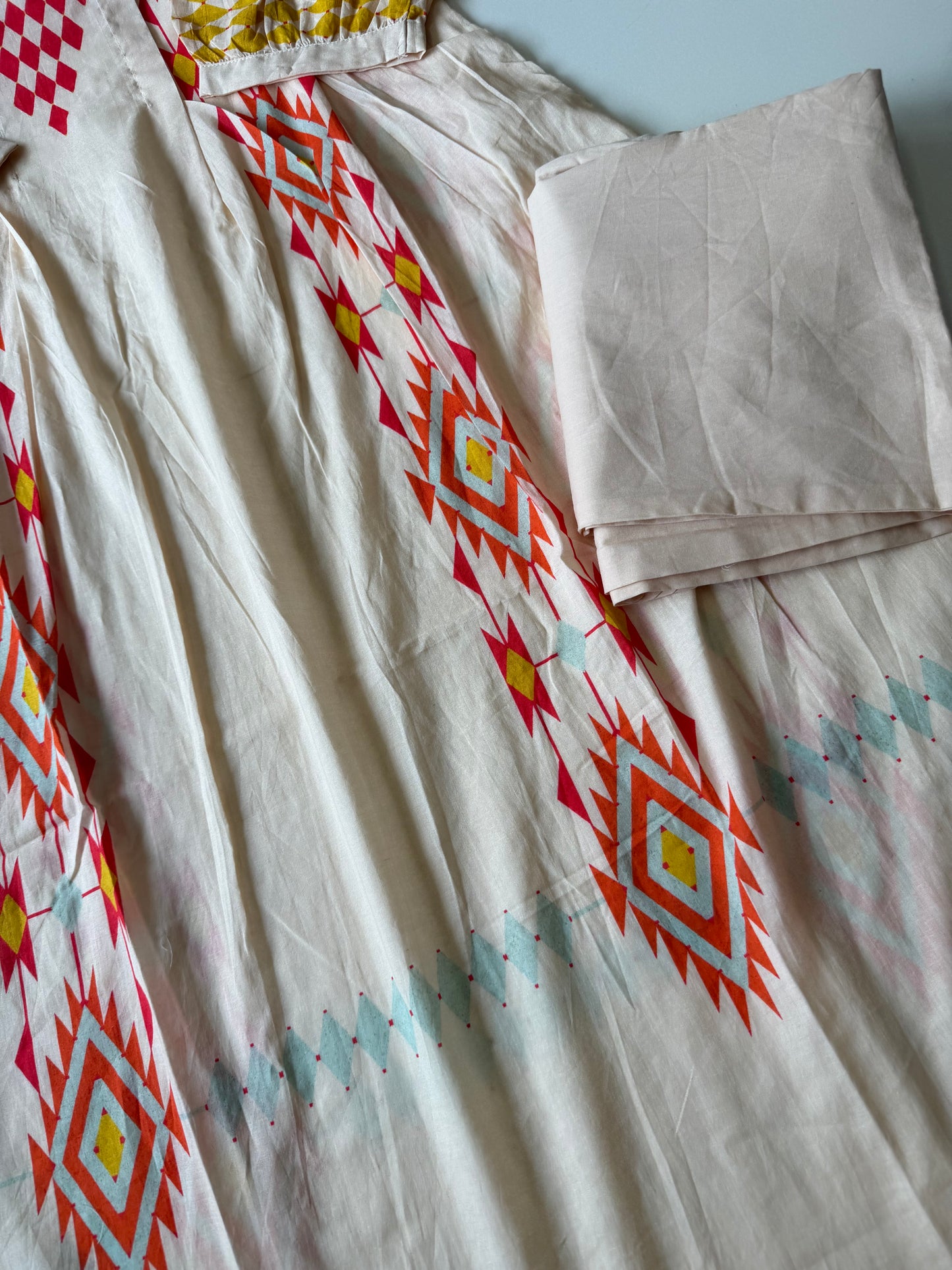 K476 - Mul cotton printed Aline Kurti with pants