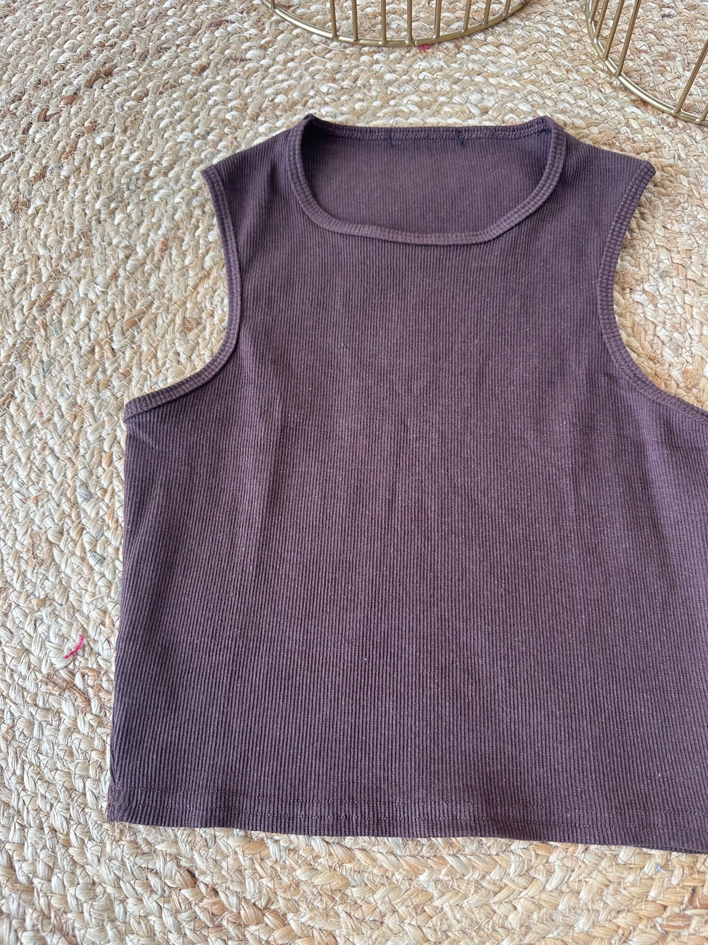 W007 - Stretchable Ribbed Tank top in 5 colours .