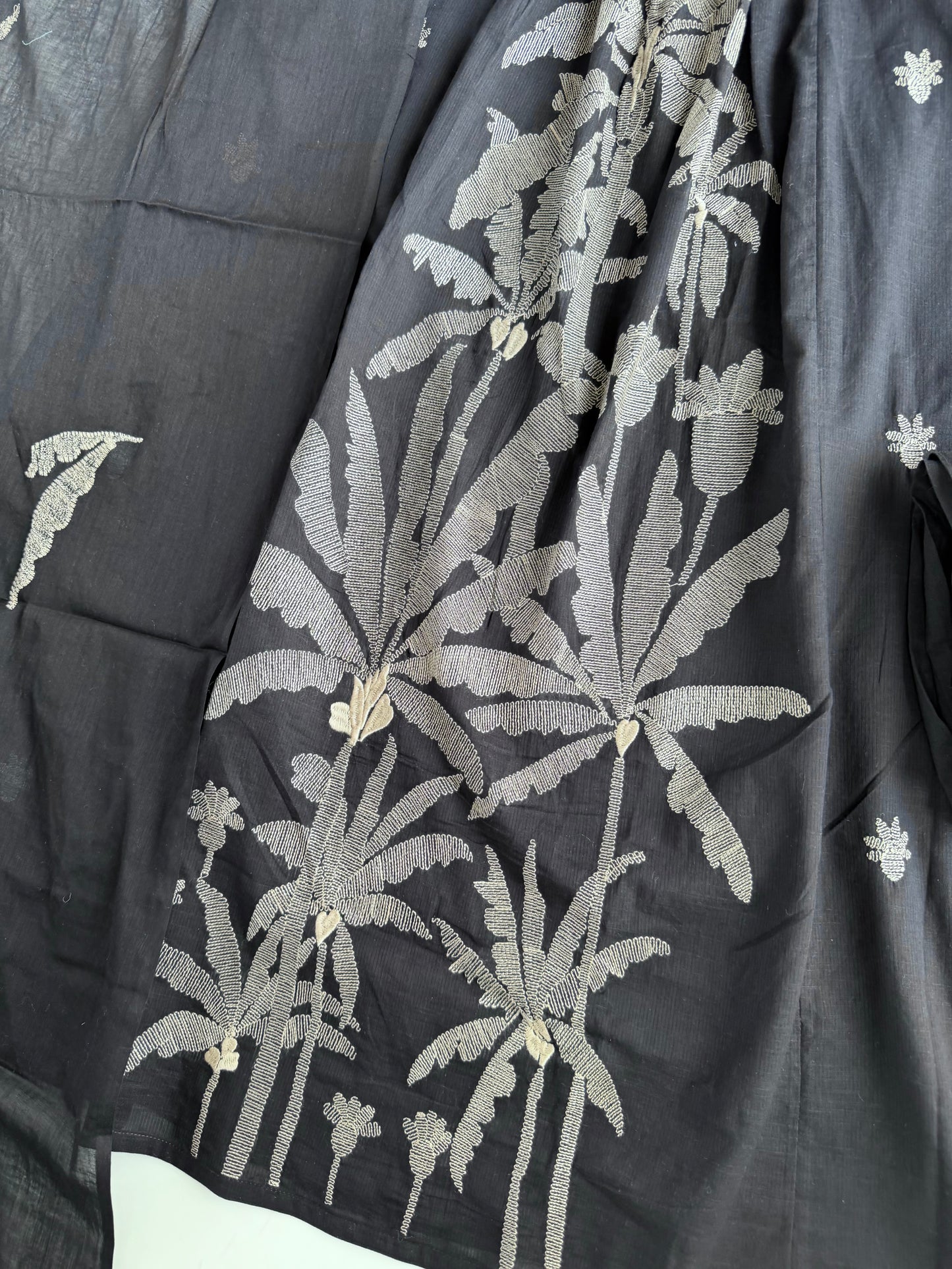 K032 - Mul cotton embroidered Anarkali with pants and dupatta