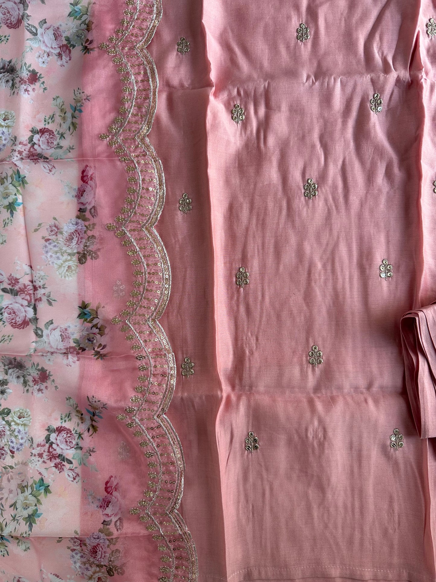 D340 - Roman silk straight kurti with pants and dupatta