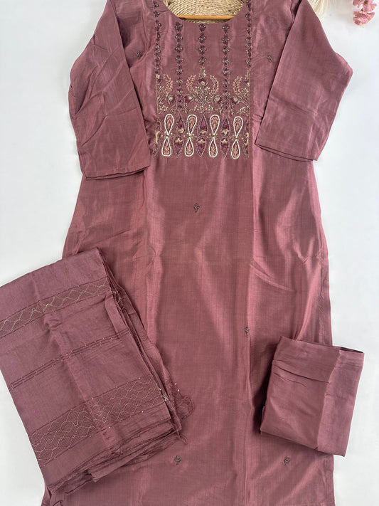 D206 - Dola silk straight kurti with pants and dupatta