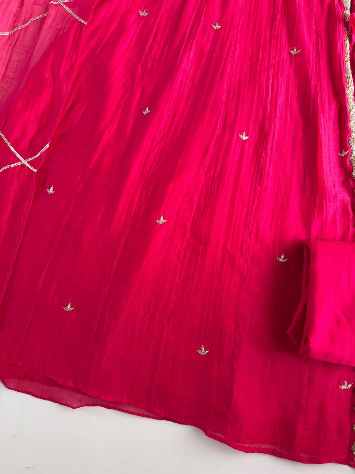 K307 - Pure Banarasi Mul chanderi angrakha embroidered with pants and dupatta