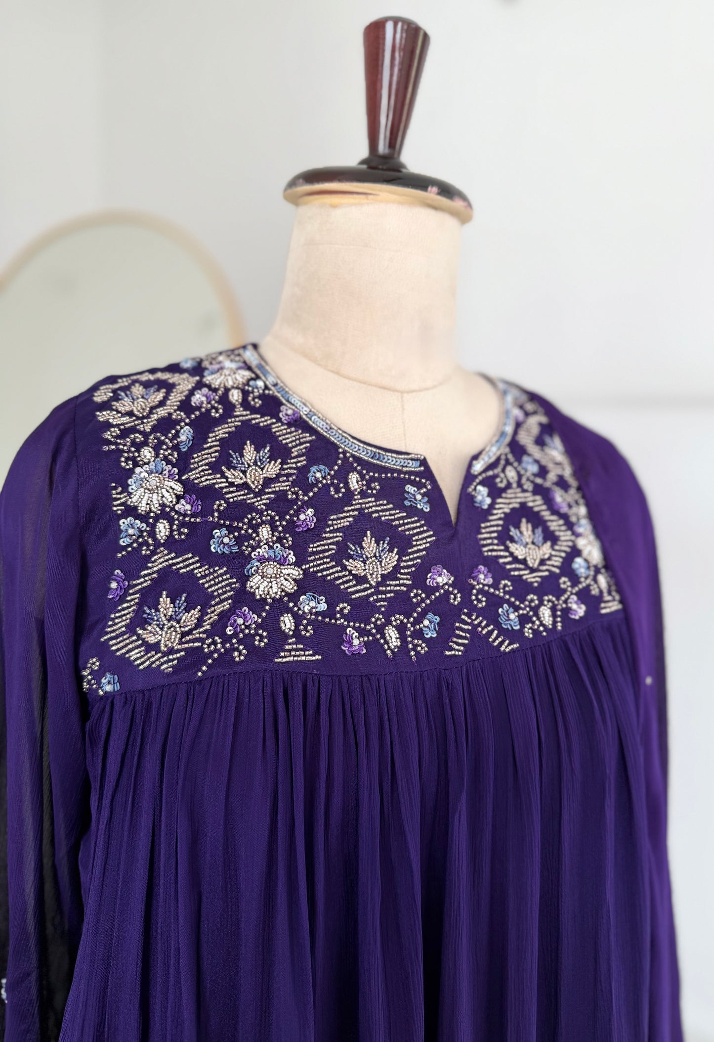 K083 - Pure Chinnon handwork Anarkali with pants and dupatta