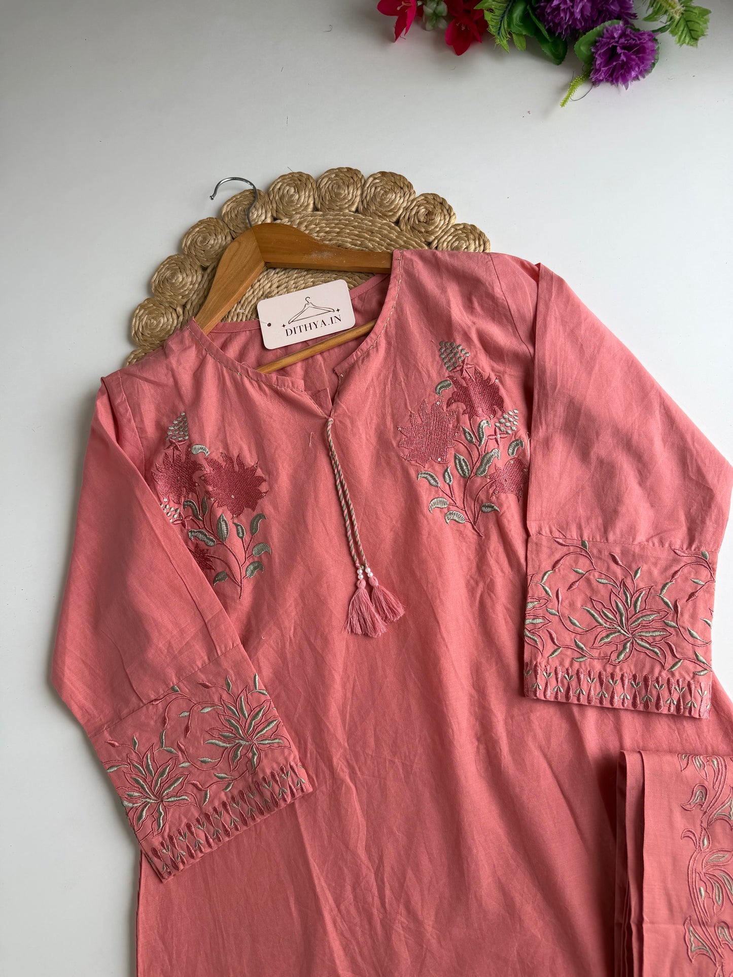 K601 - Mul cotton embroidered coord set