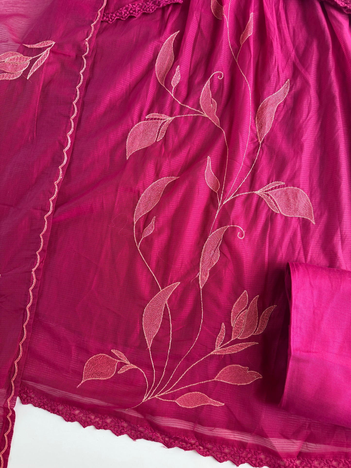 K127 - Kota doriya embroidered Anarkali with pants and dupatta in 2 colours