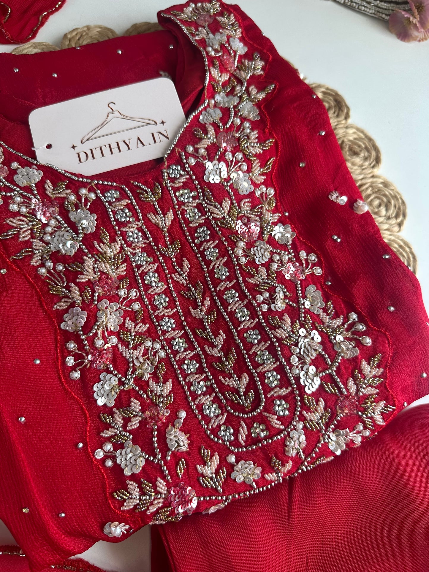 K145 - Chinnon heavy Anarkali with pants and dupatta