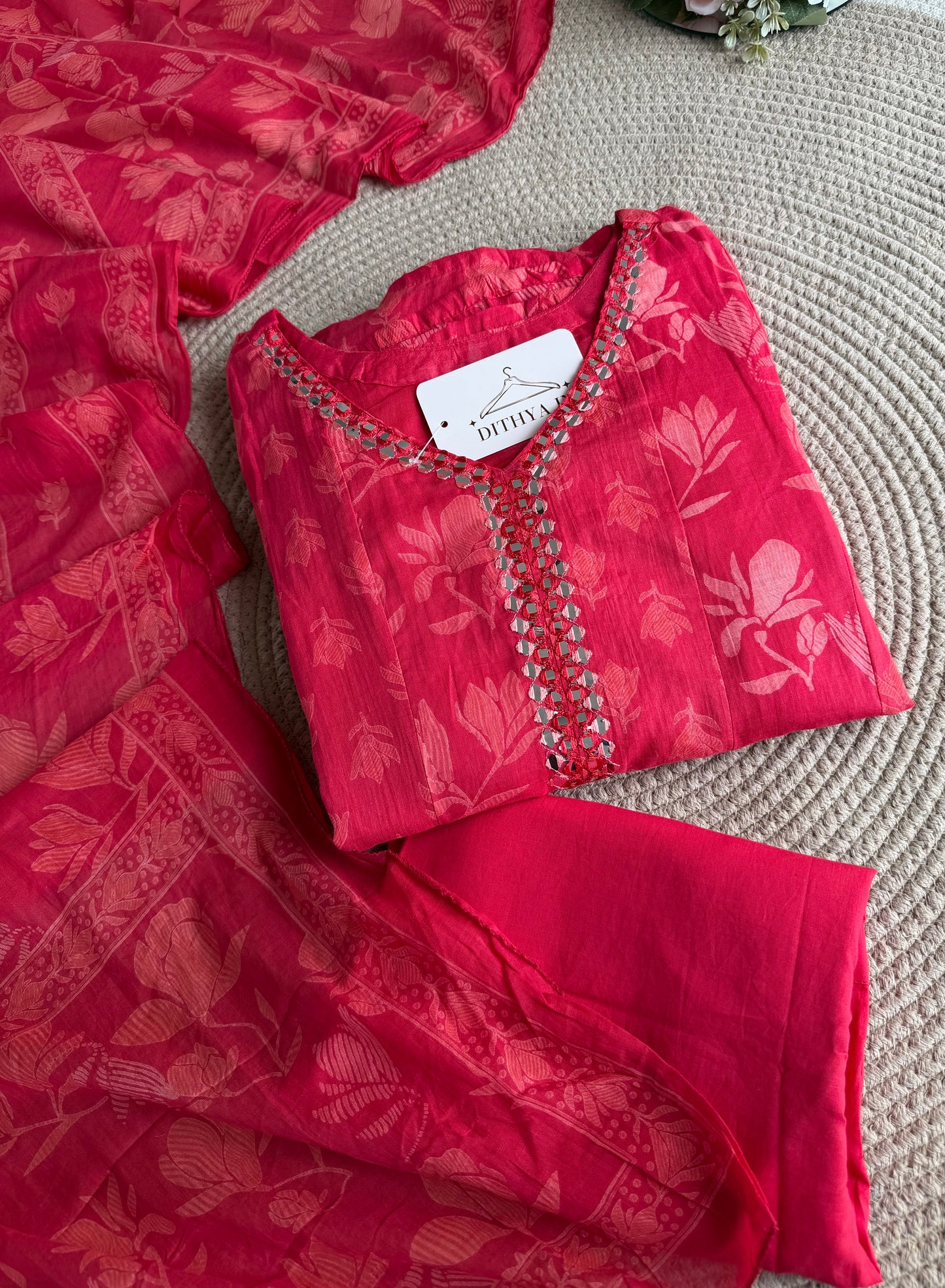 K559 - Mul cotton printed Anarkali with pants and dupatta in 2 colours
