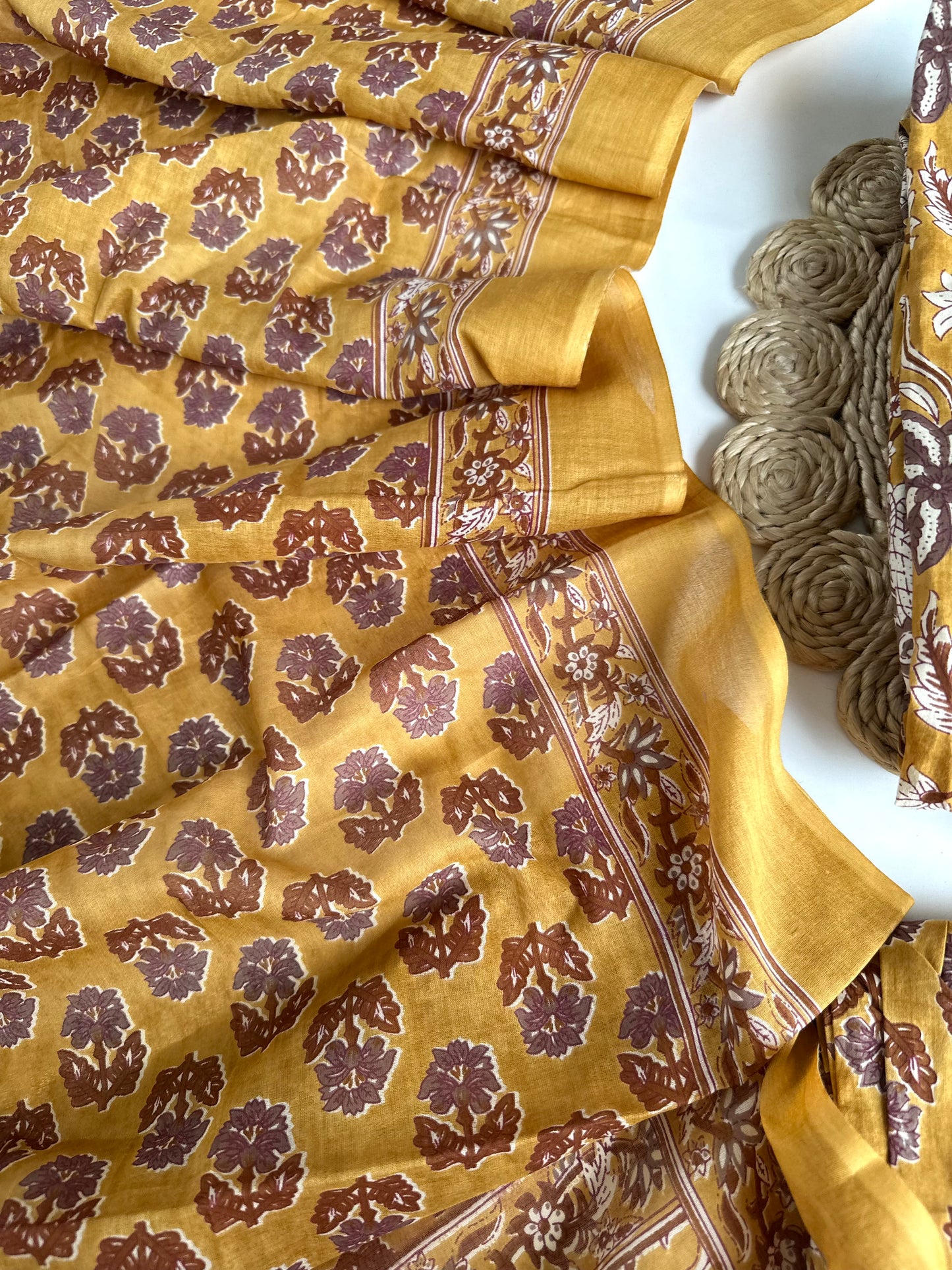 K103 - Cotton floral Anarkali with pants and dupatta