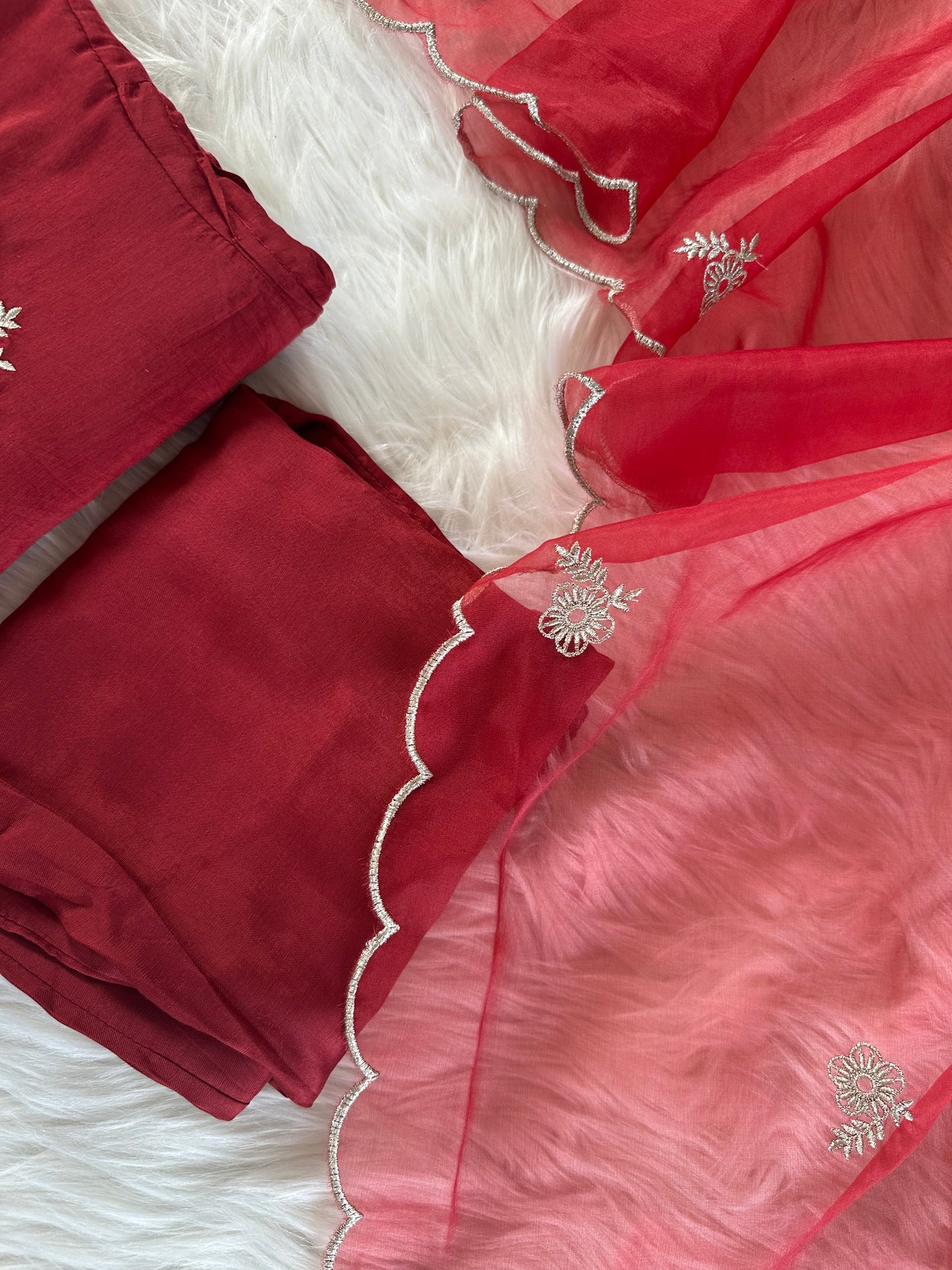 K370 - Mul Chanderi Zari work Anarkali with pants and dupatta in 2 colours