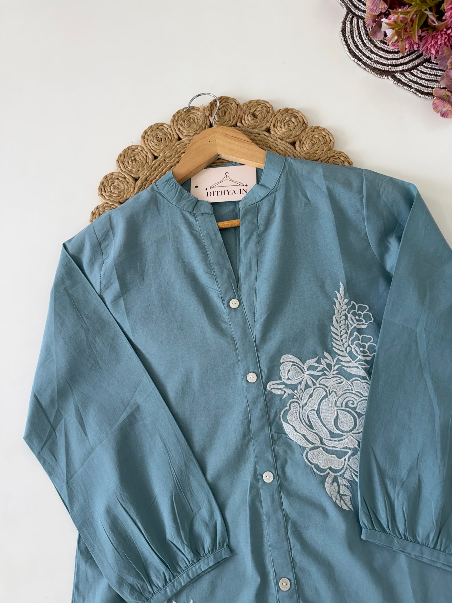 K014 - Mul cotton embroidered short Kurti