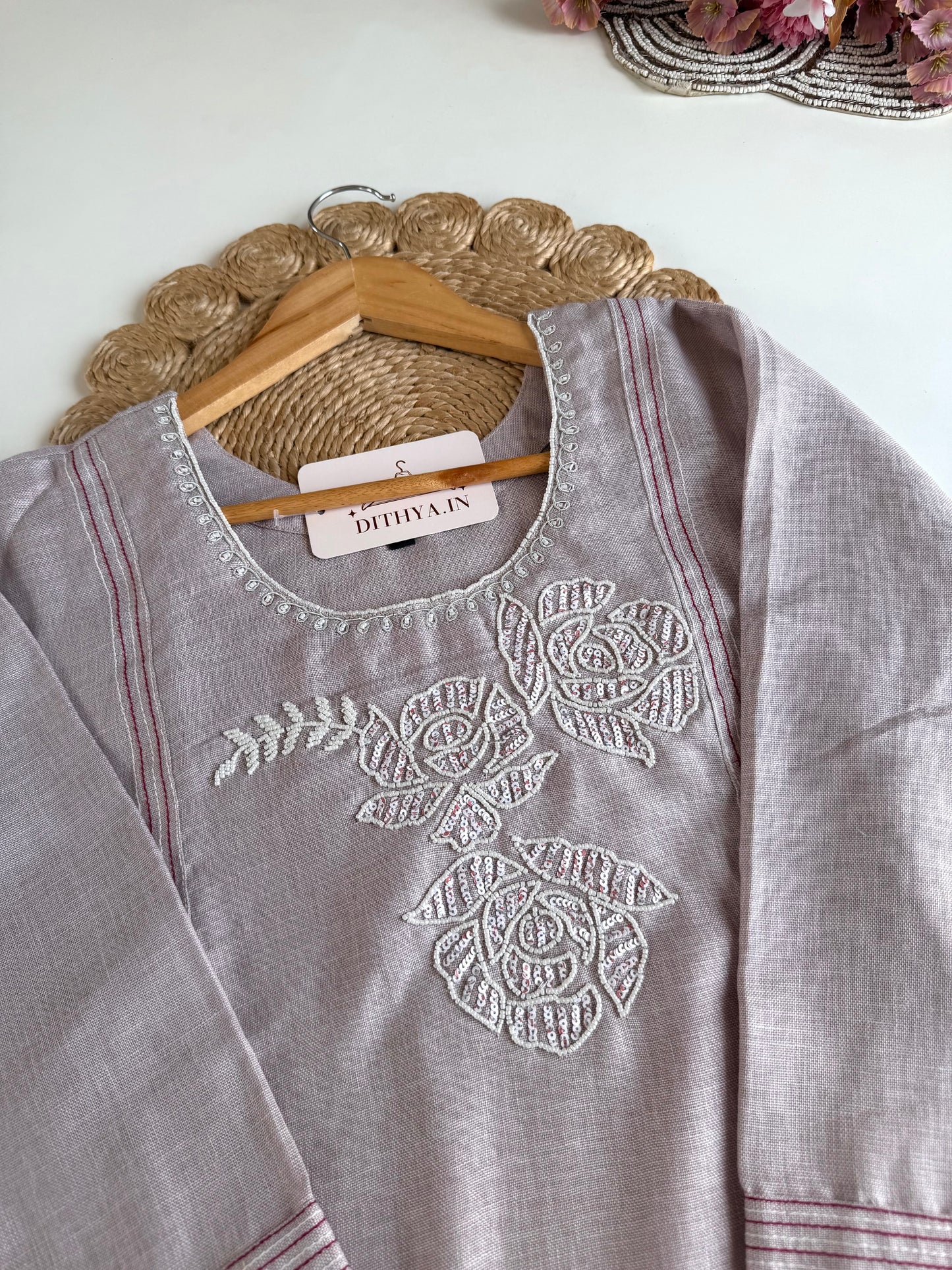K489 - Linen cotton handwork coord set