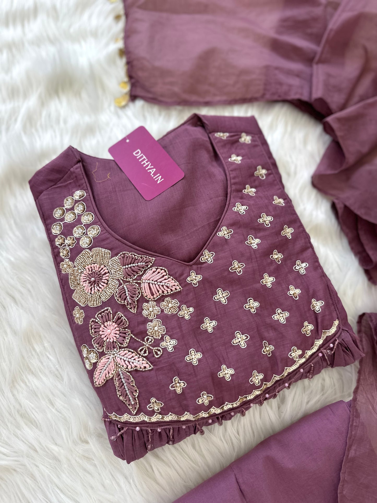 K376 - Mul Chanderi zardosi Anarkali with pants and dupatta