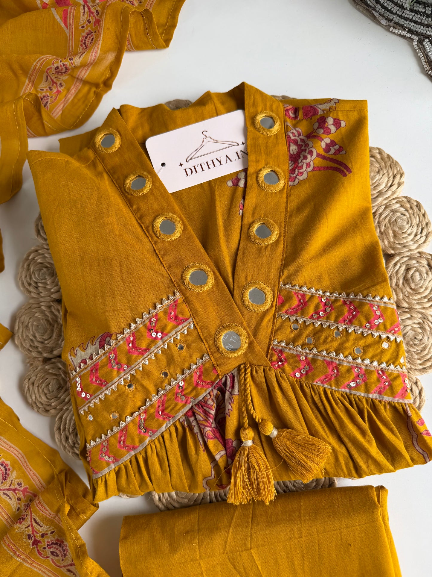 K443 - Mul cotton printed Anarkali with pants and dupatta