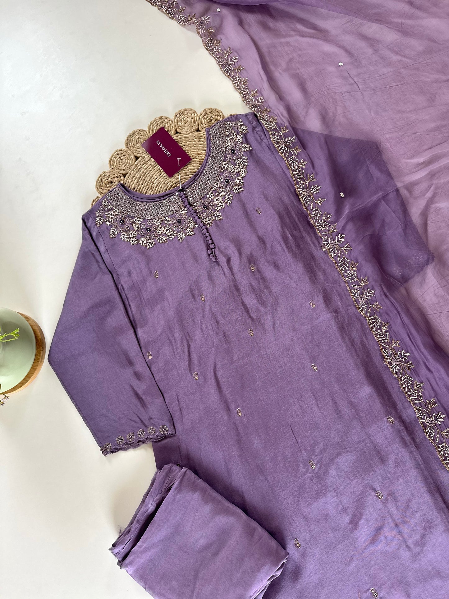 K180 - Muslin silk kurti with pants and dupatta in 4 colours .