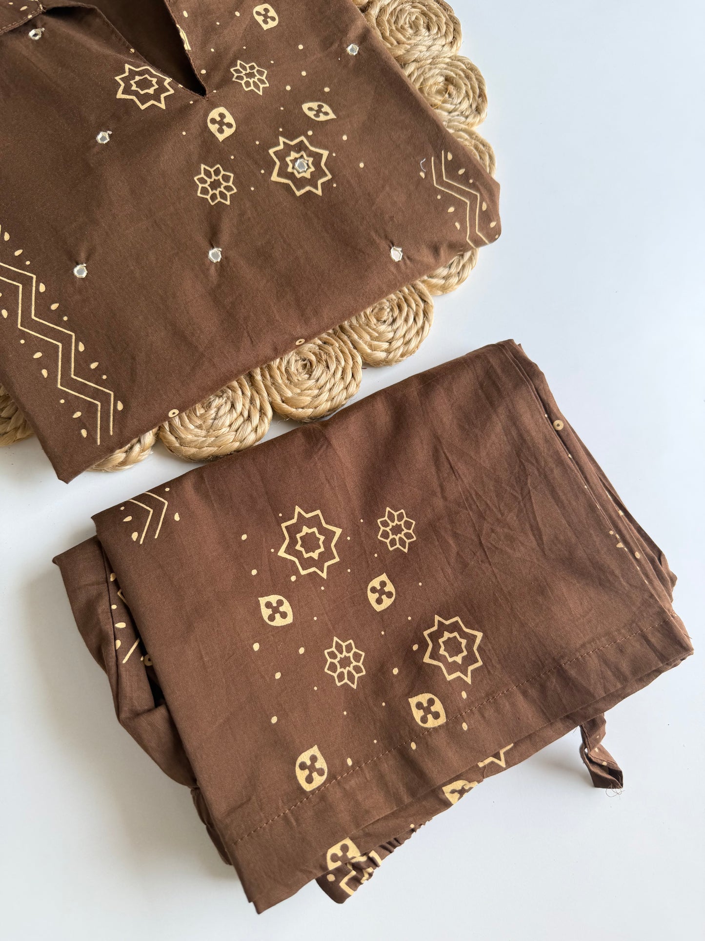 K687 - Mul cotton printed Aline Kurti with pants