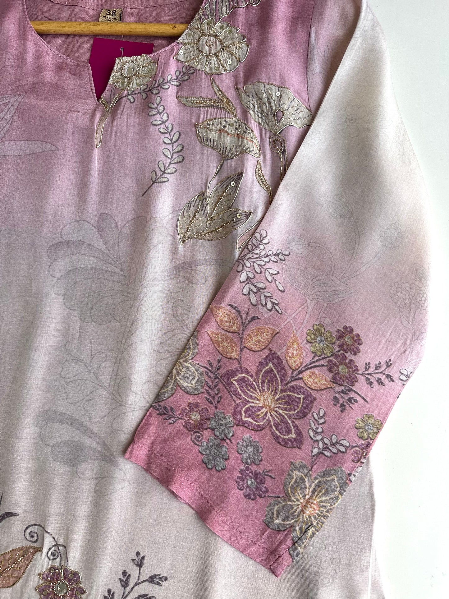 K416 - Muslin printed straight Kurti with pants and dupatta