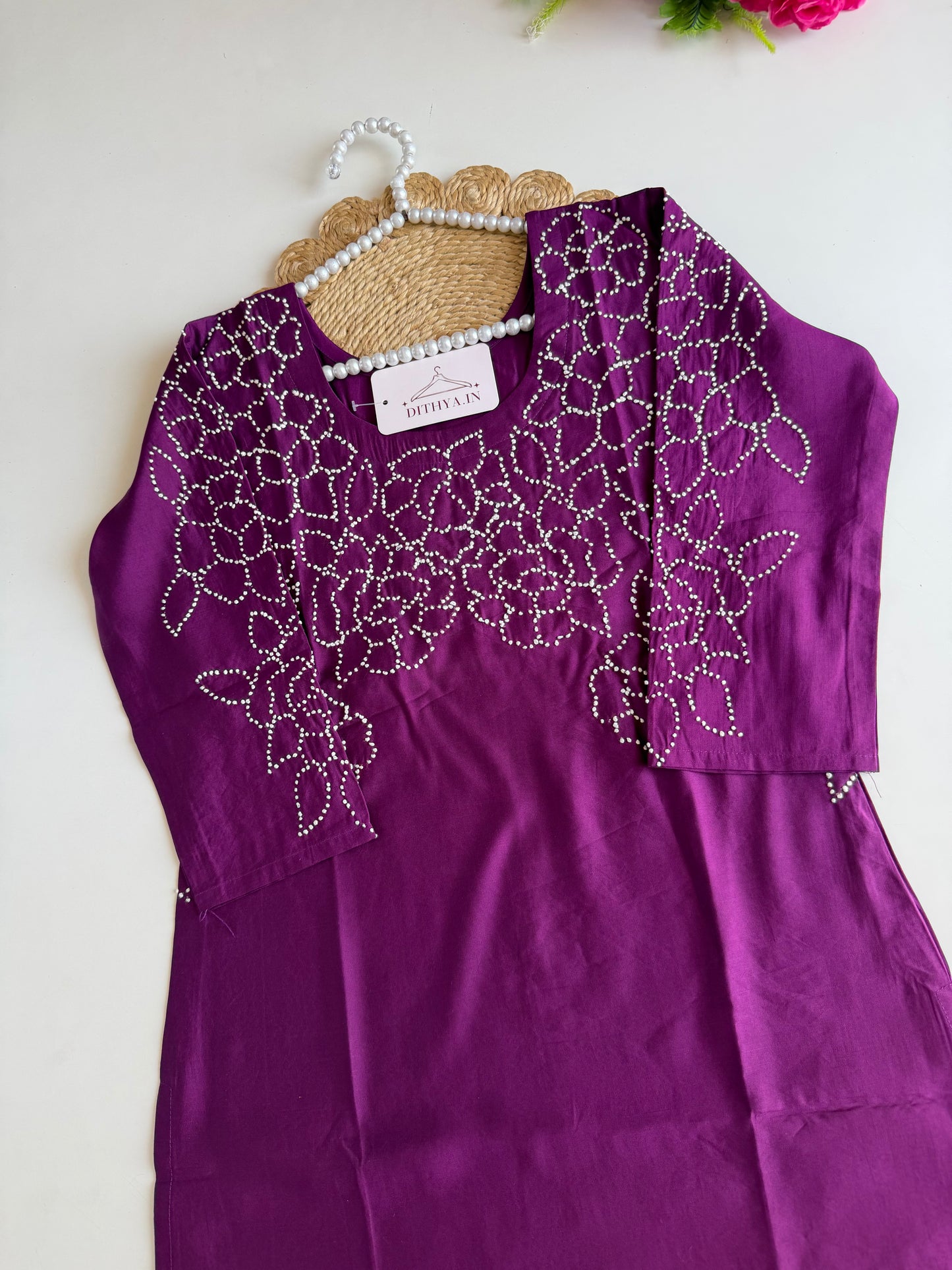 K009 - Mul muslin embroidered straight Kurti