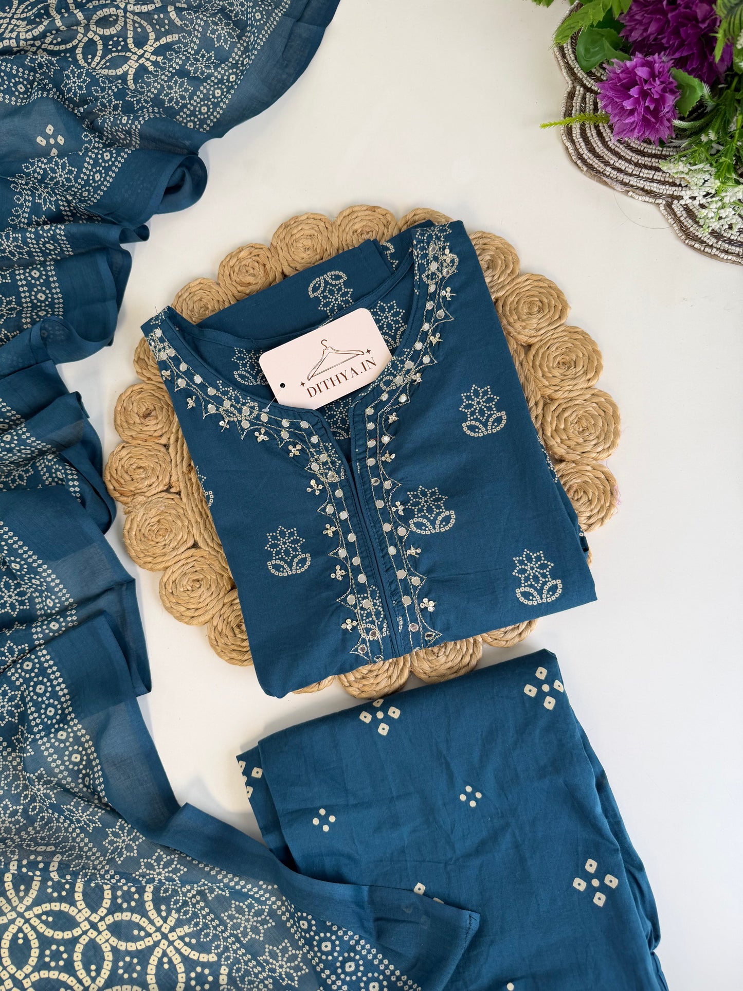 K548 - Mul cotton Straight Kurti with pants and dupatta