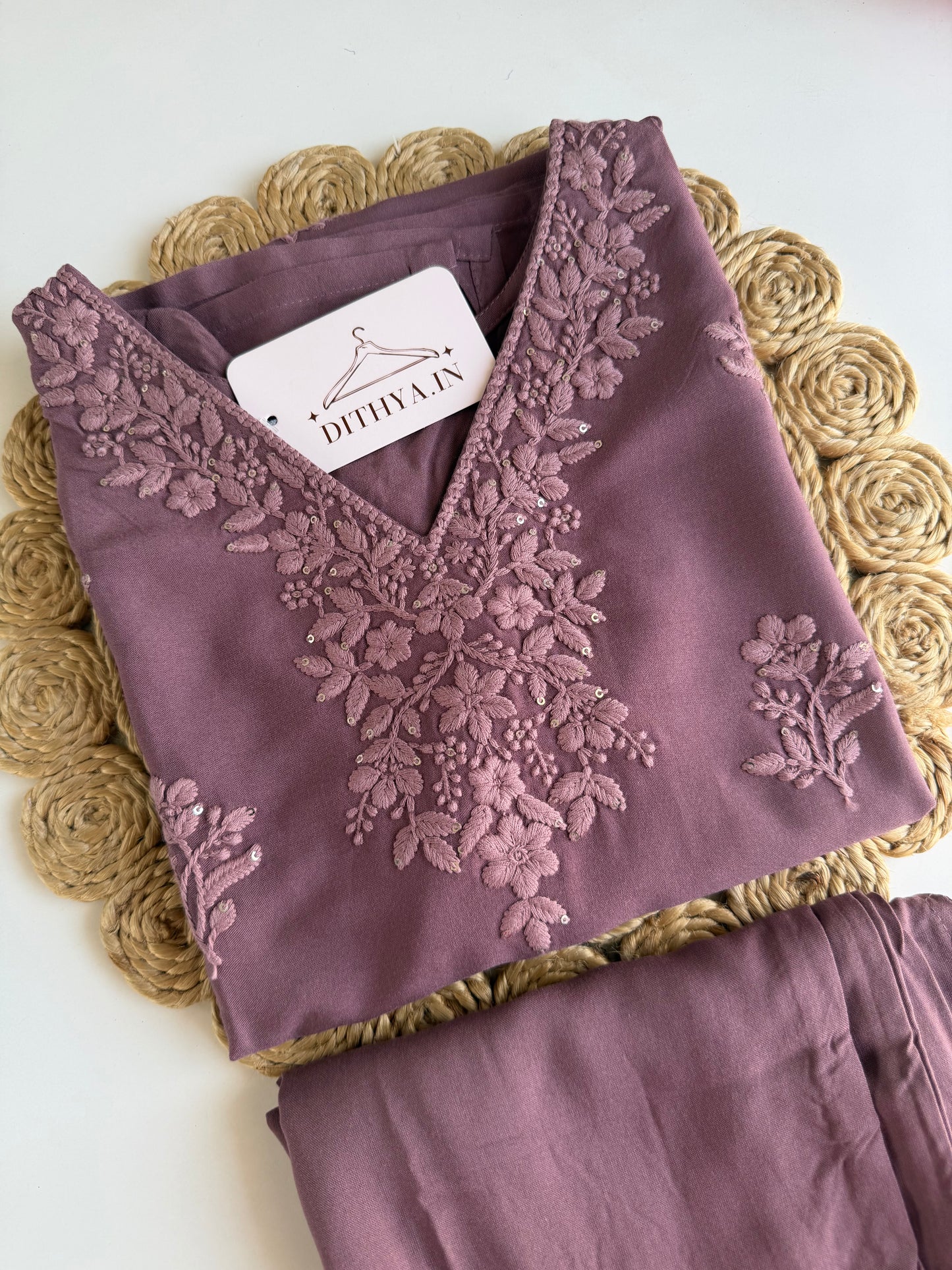 K709 - Muslin embroidered straight Kurti with pants