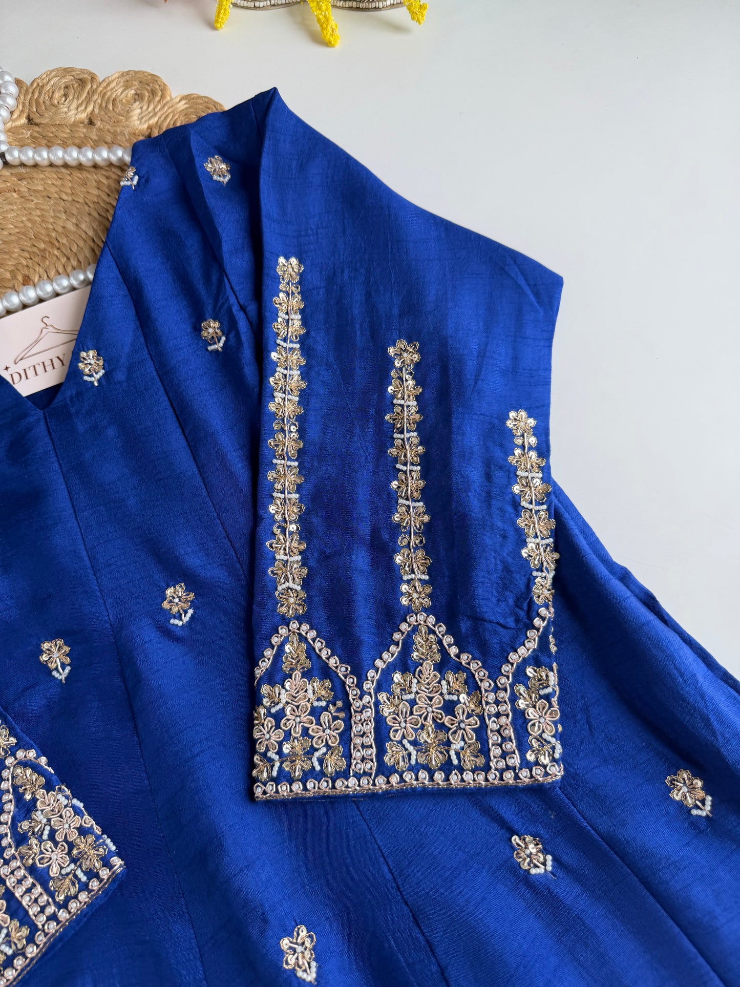 K231 - Russian silk handwork Anarkali with pants and dupatta