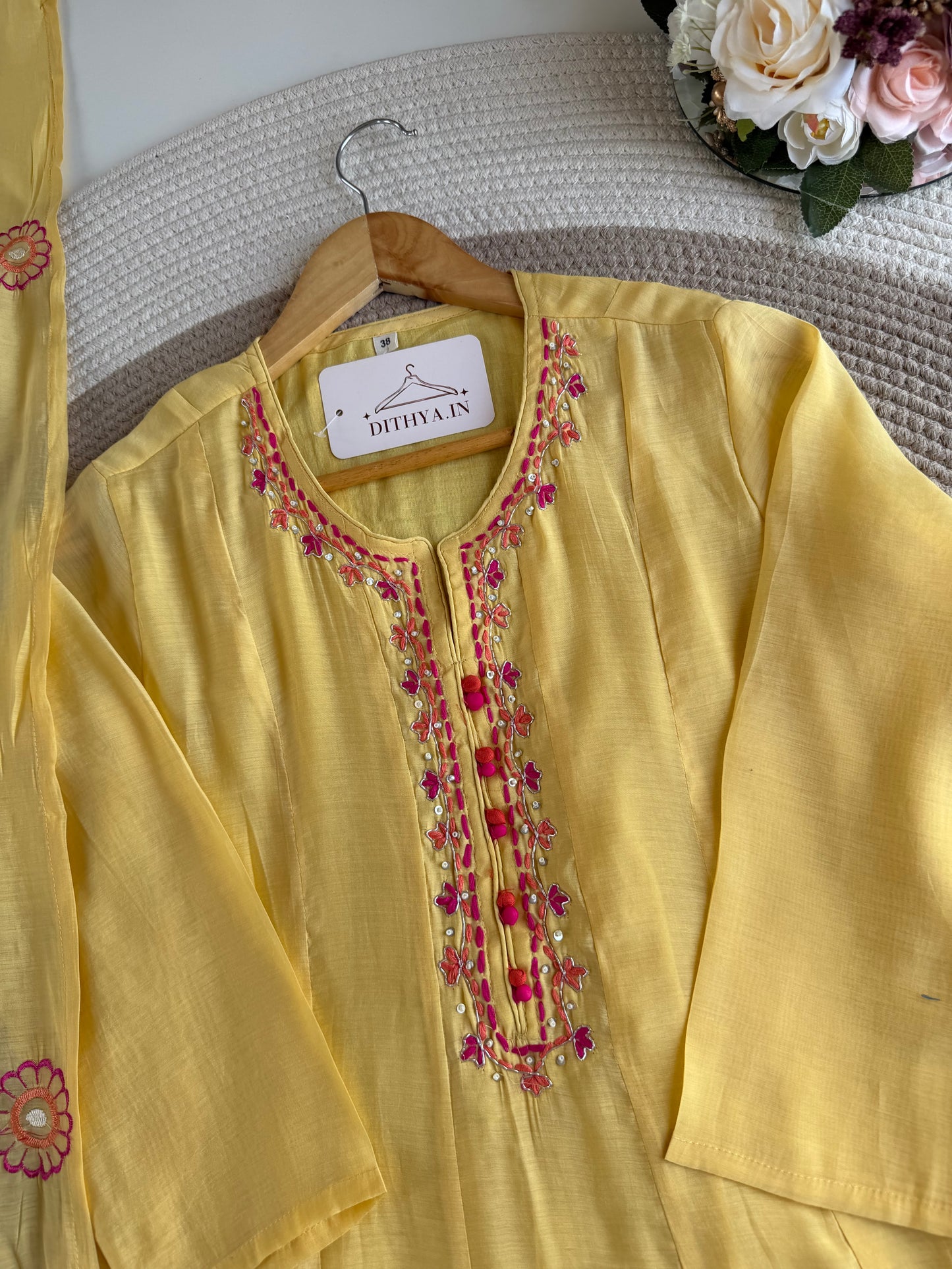 K663 - Surat Mul chanderi embroidered Anarkali with pants and dupatta