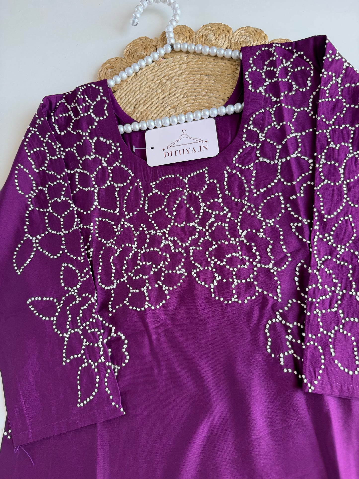 K009 - Mul muslin embroidered straight Kurti