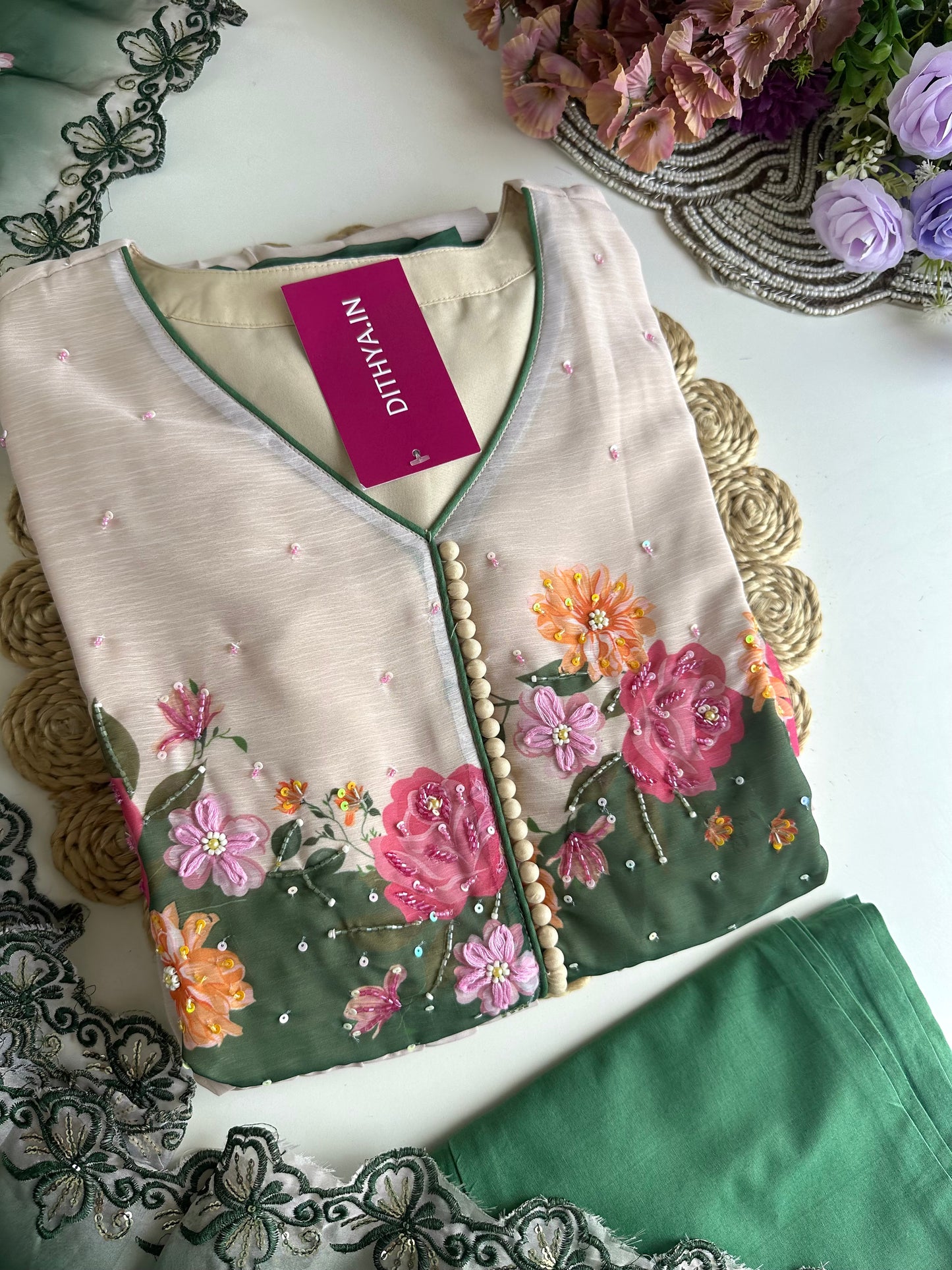 K288 - Georgette Floral Anarkali with pants and dupatta