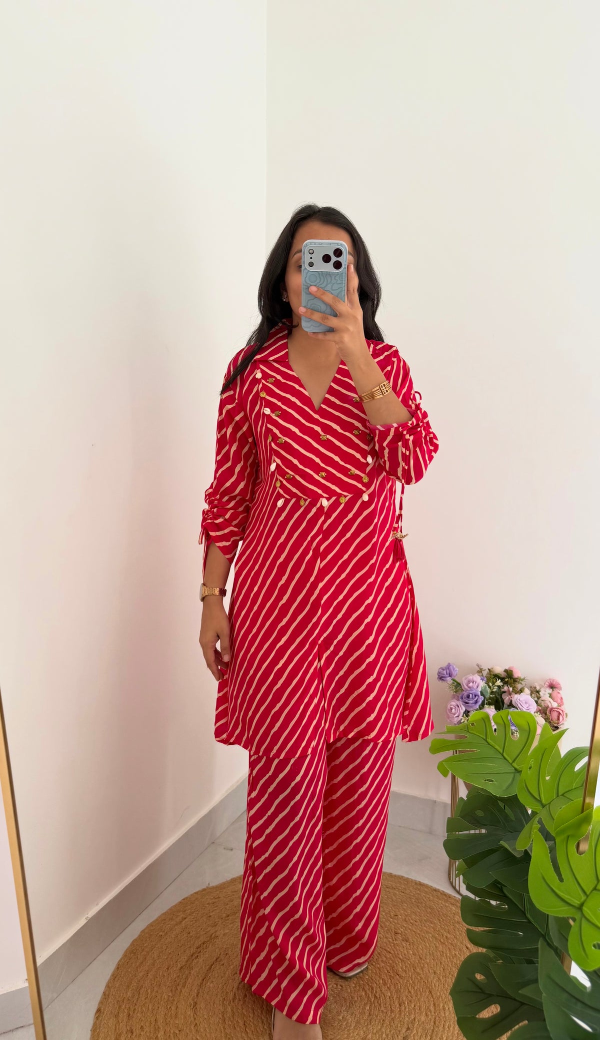 K300 - Pure crape leheriya handwork coord set in 3 colours