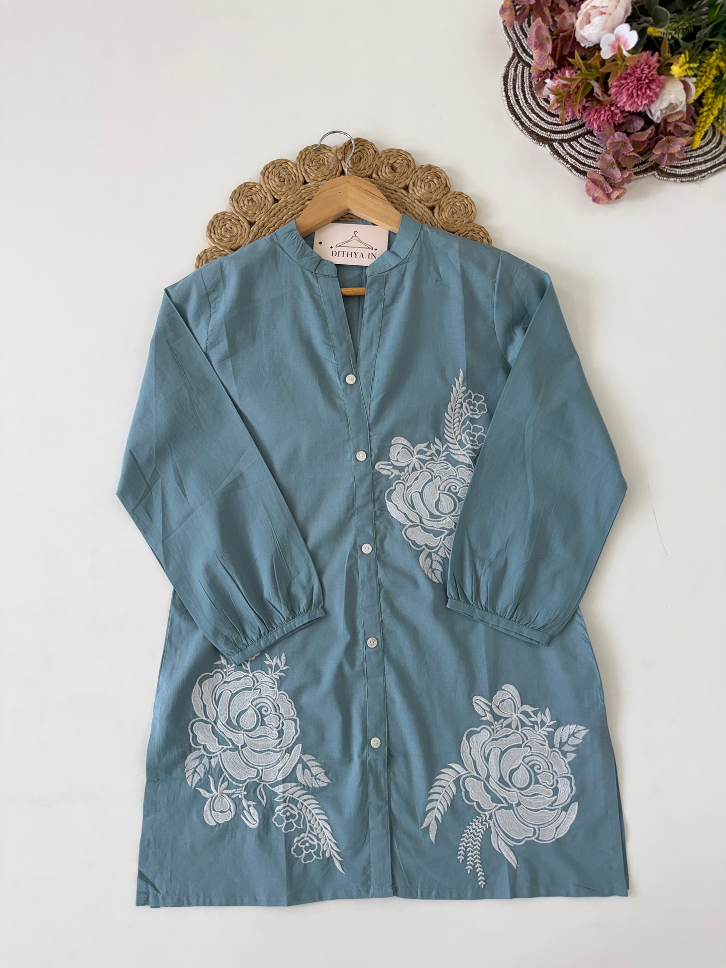 K014 - Mul cotton embroidered short Kurti
