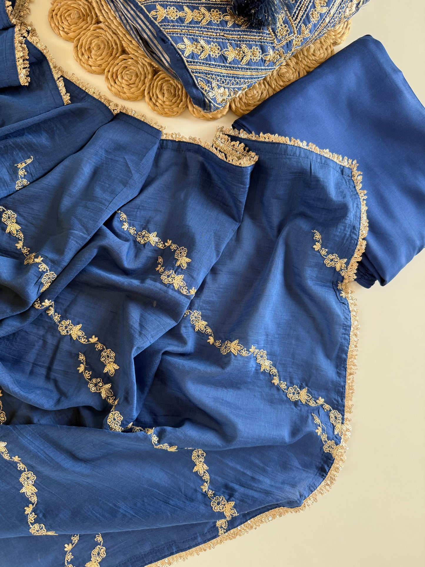 K665 - Mul chanderi Zari work Anarkali with pants and dupatta