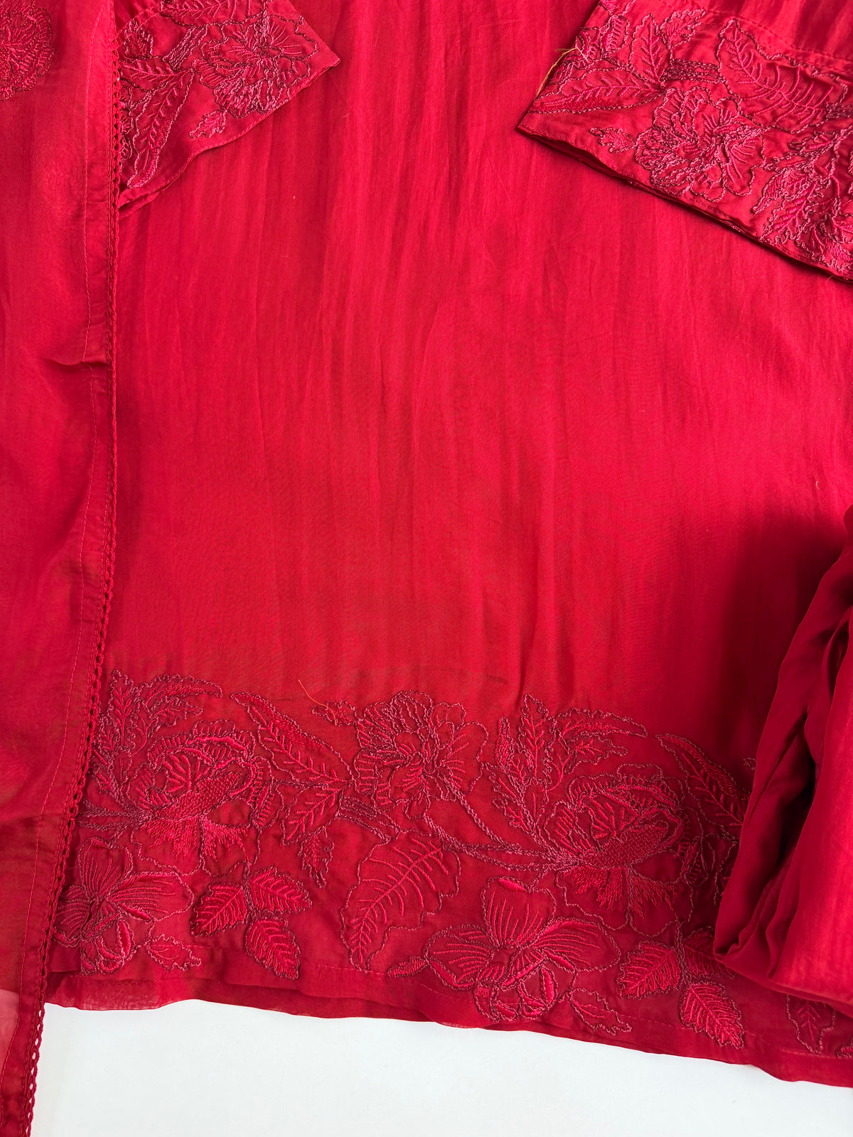 K140 - Pure organza embroidered farshi salwar with pants and dupatta