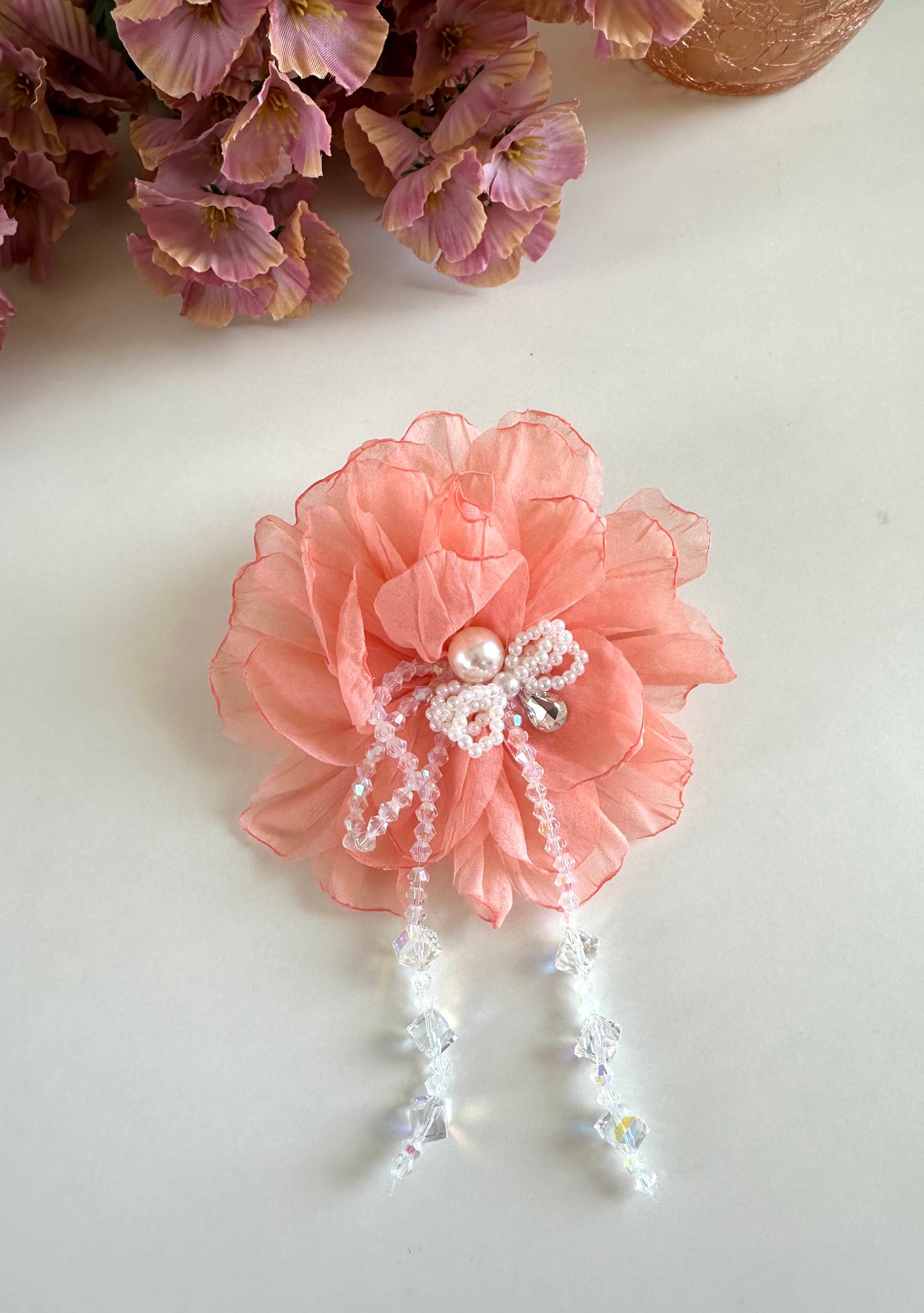 A015 - Fancy flower beaded hair clip (per piece)