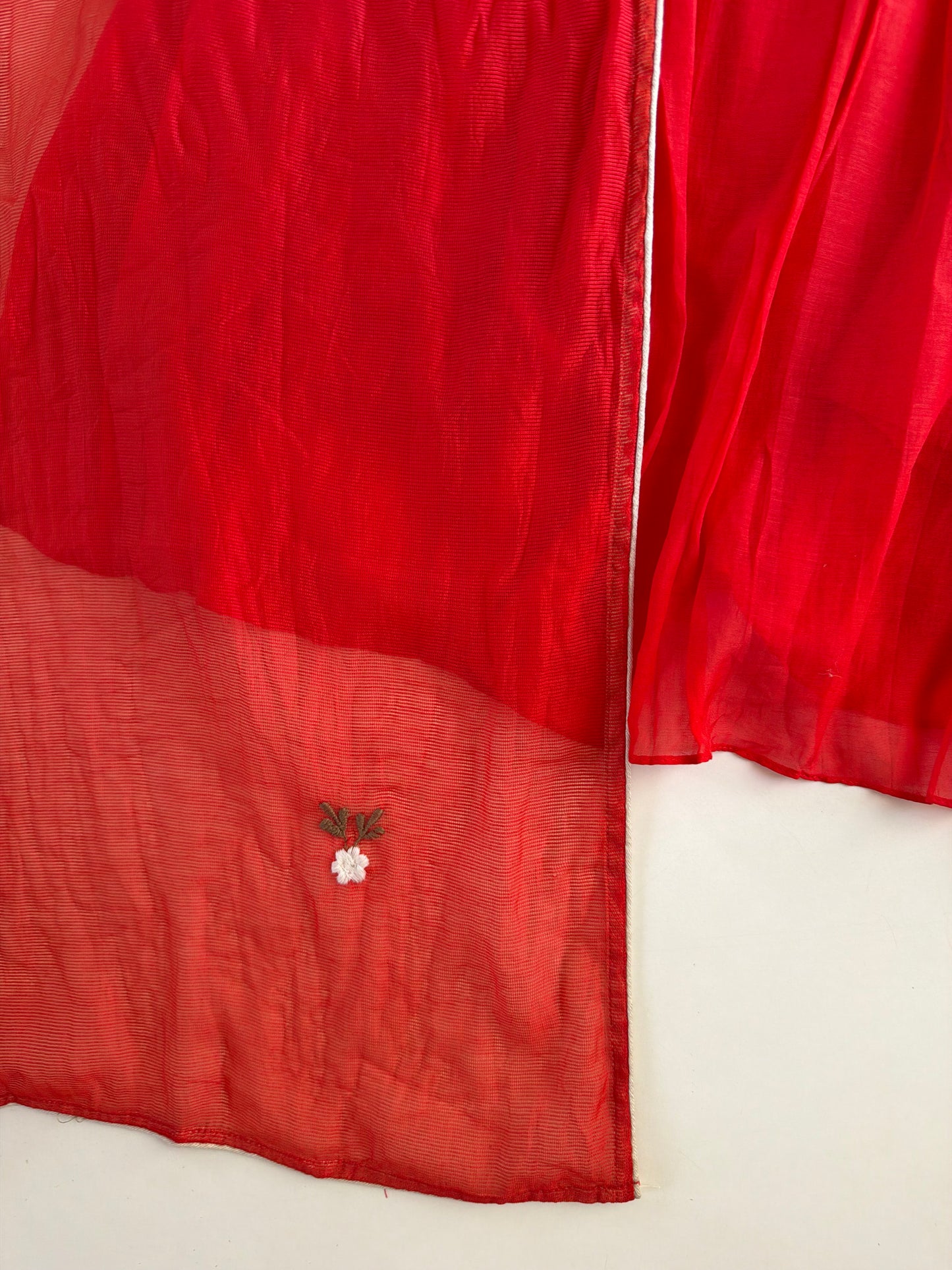 K574 - Mul chanderi embroidered Anarkali with pants and dupatta