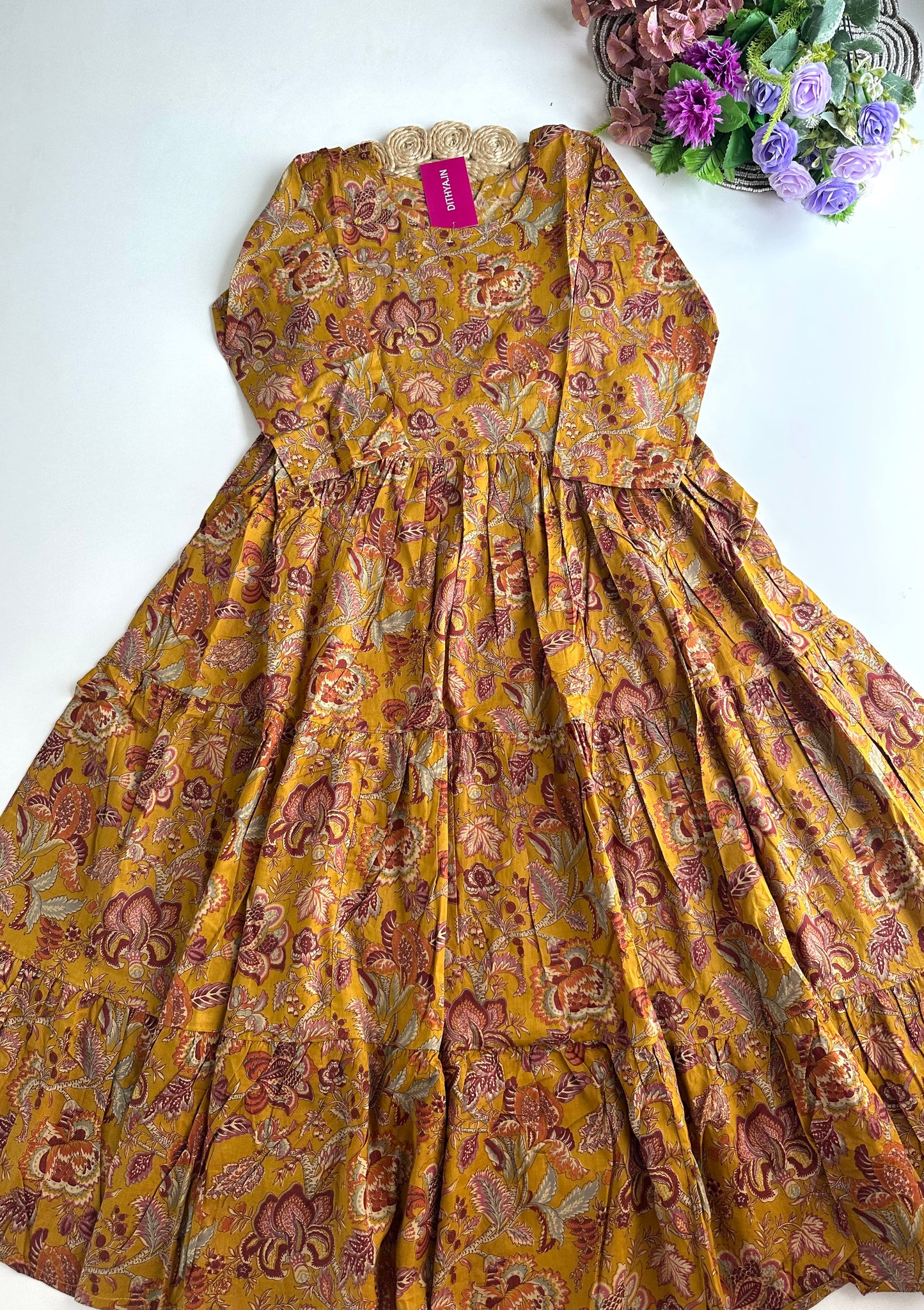 K347 - Cotton floral Anarkali in 3 colours