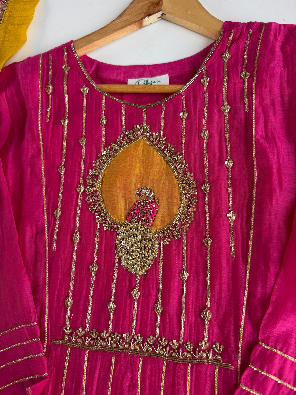 K344 - Mul chanderi handwork Anarkali with pants and dupatta