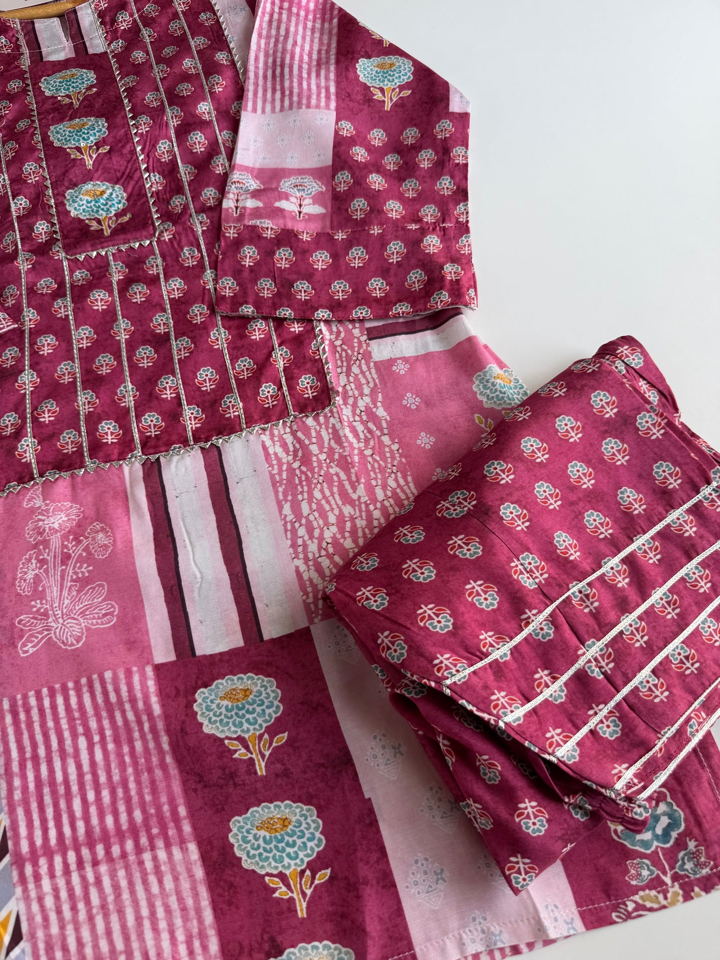 K061 - Muslin printed coord set (Dhoti style pants)