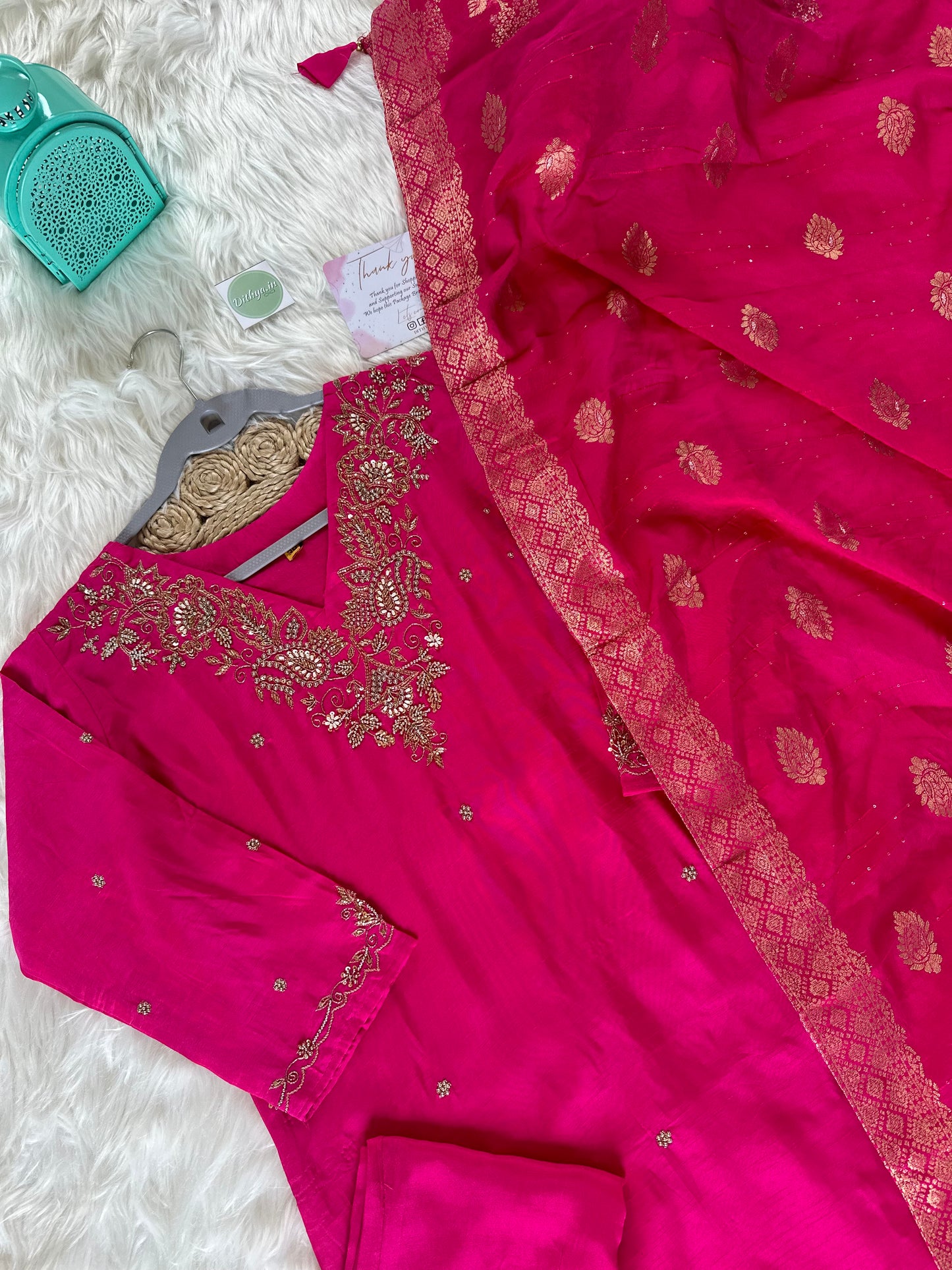 K238 - Russian silk kurti with pants and dupatta