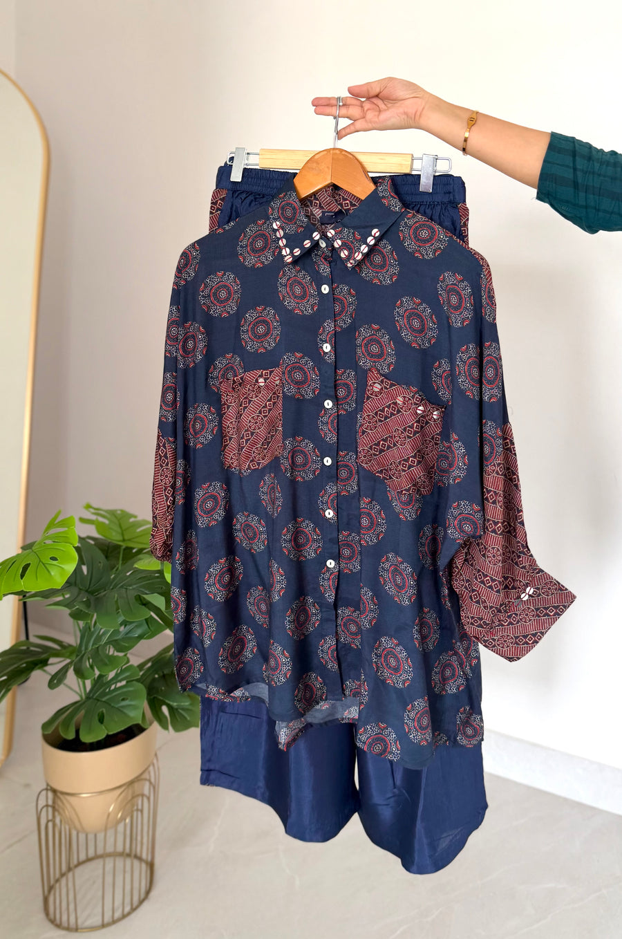 K242 - Crape Ajrakh printed coord set
