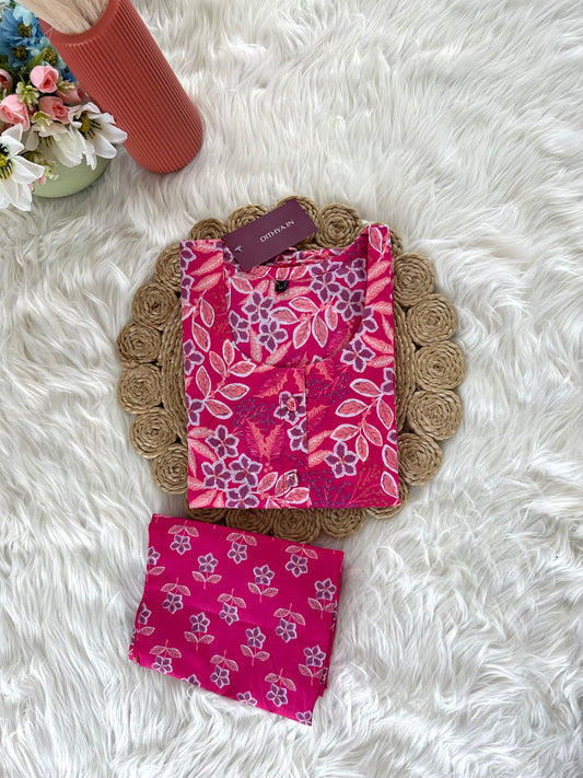 K398 - Cotton straight Kurti with pants in 2 colours