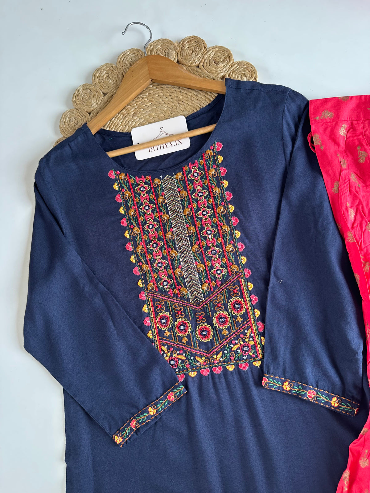 D579-Cotton straight Kurti with sharara