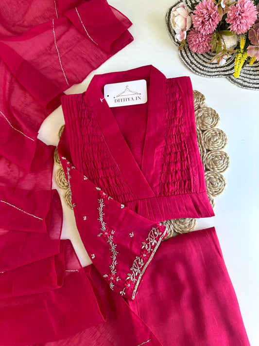 K305 - Mul Chanderi Anarkali with pants and dupatta in 2 colours