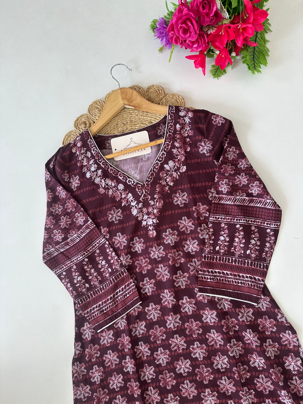 D574-Muslin straight Kurti with pants
