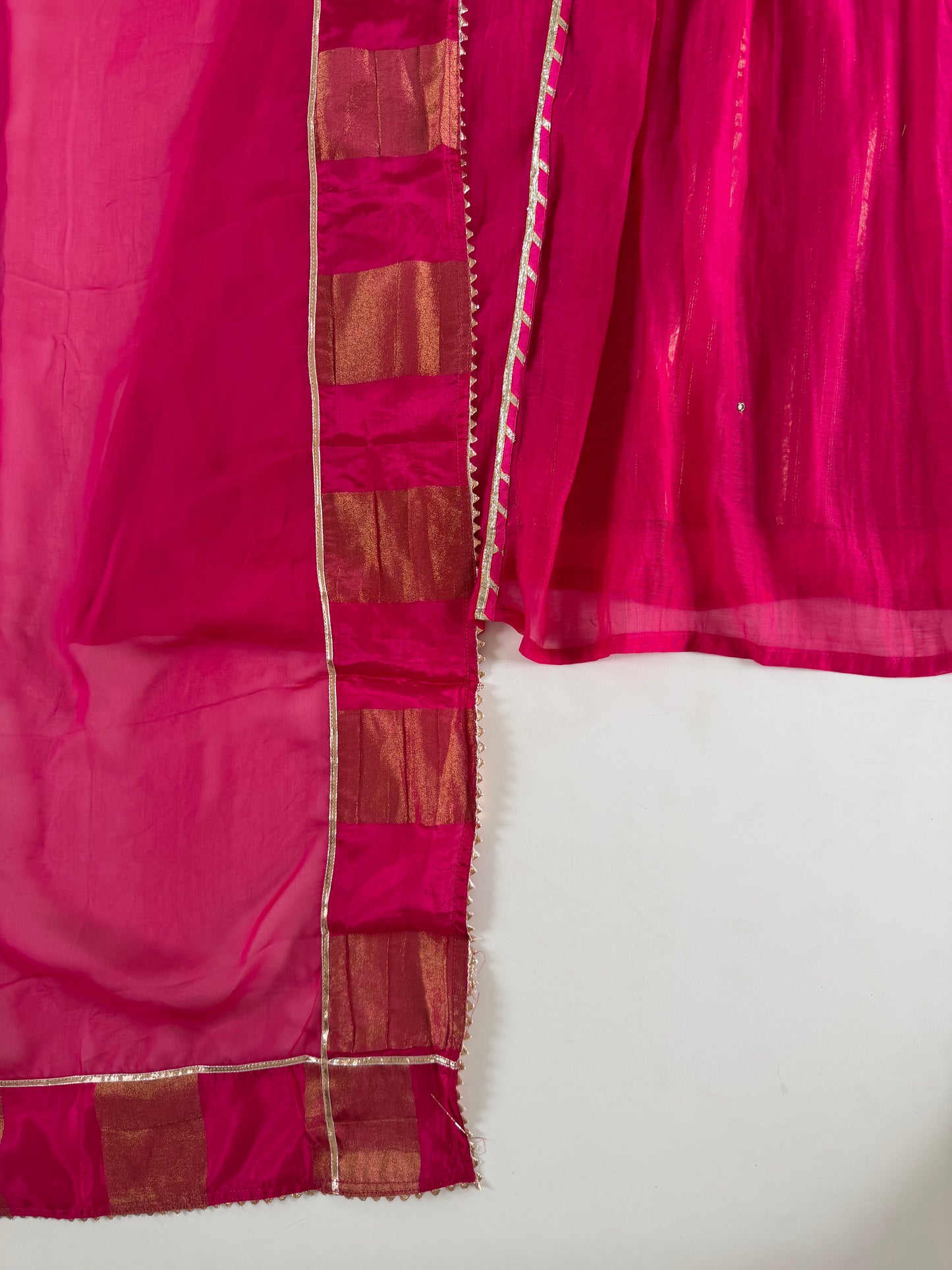 K397 - Mul chanderi handwork Anarkali with pants and dupatta