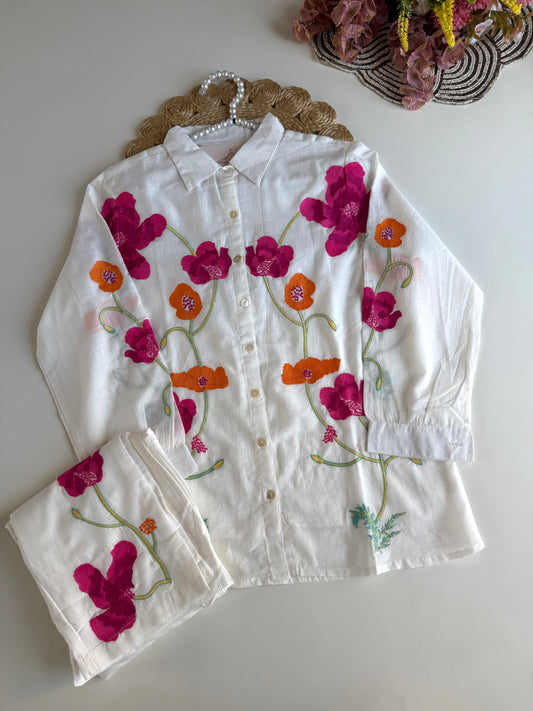 K314 - Mul cotton embroidered coord set