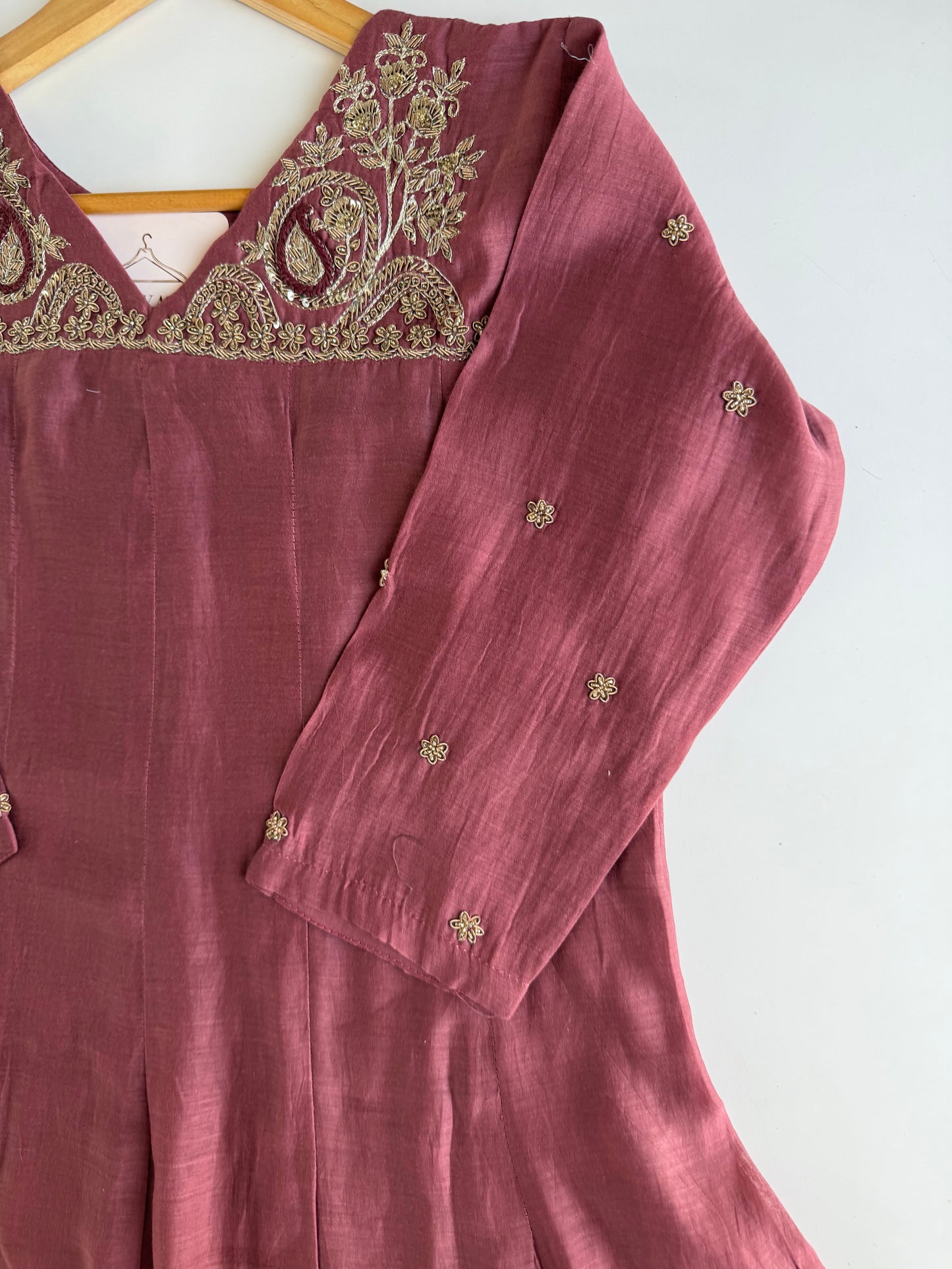 K617 - Pure Mul chanderi zardosi work Anarkali with pants and dupatta