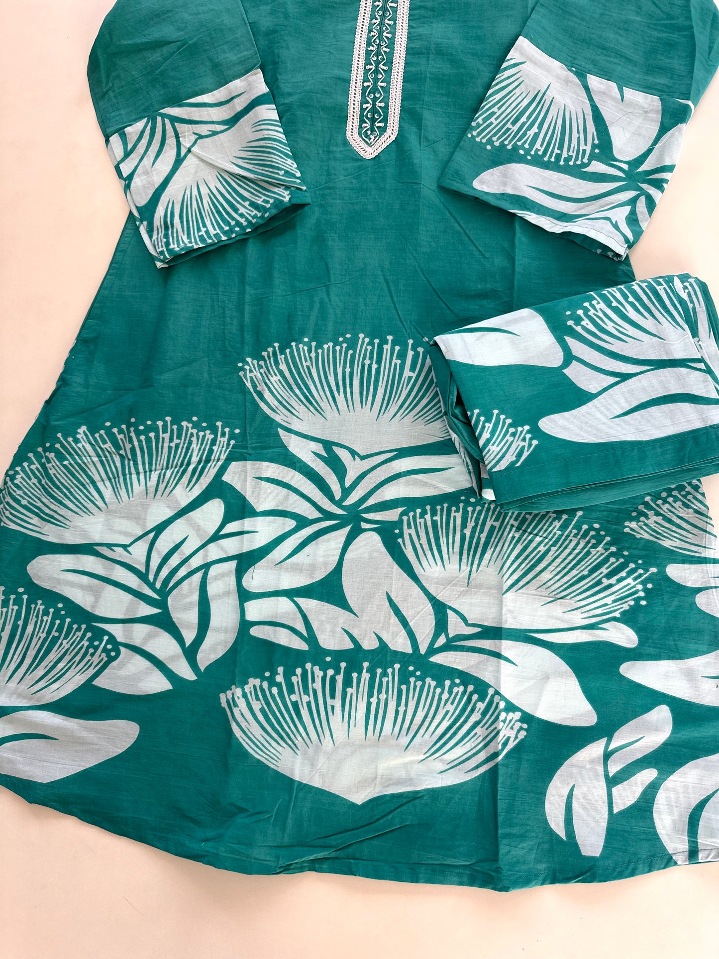 K401 - Cotton printed Aline Kurti with pants