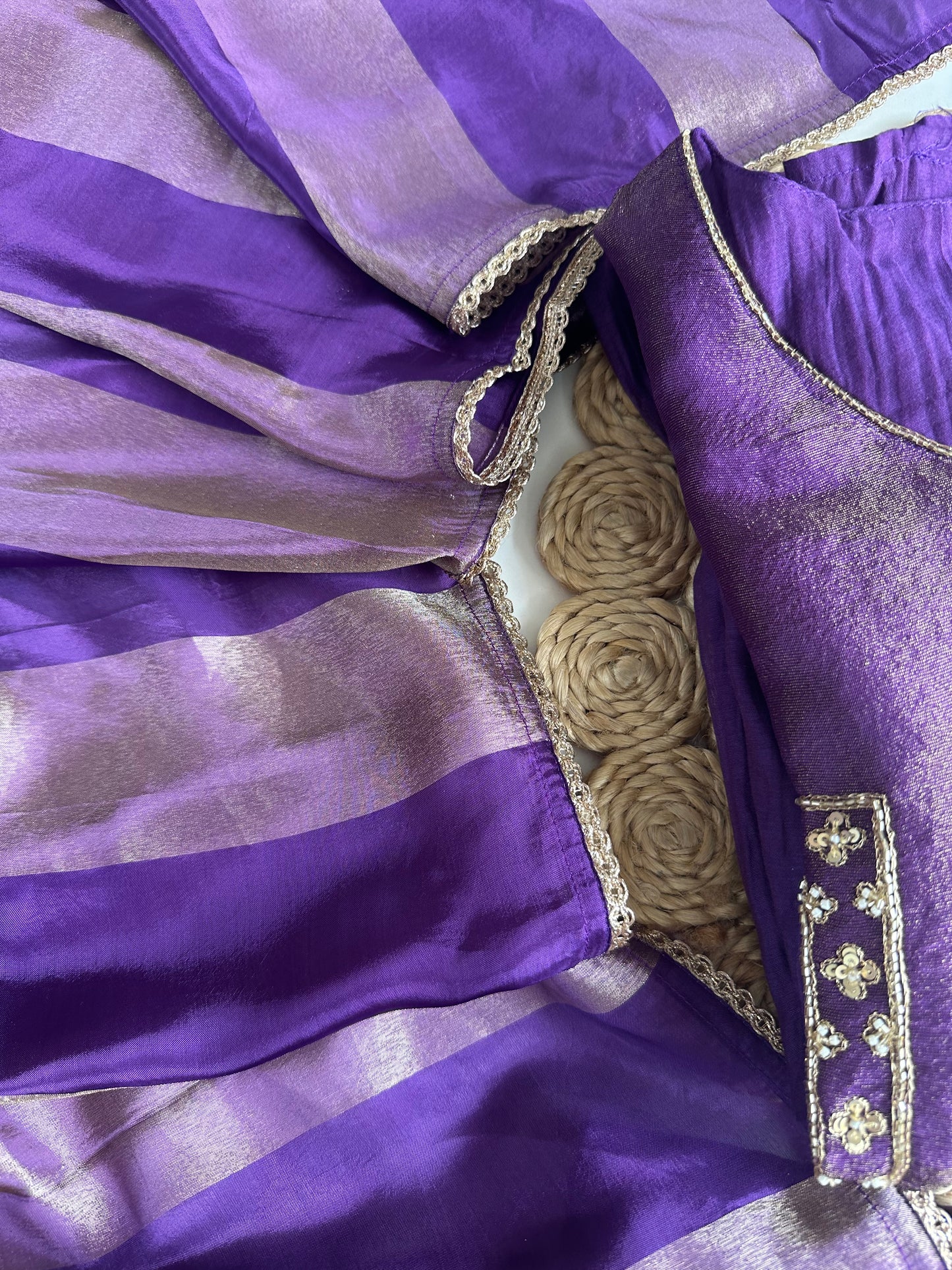 K430 - Mul Chanderi handwork Anarkali with pants and dupatta