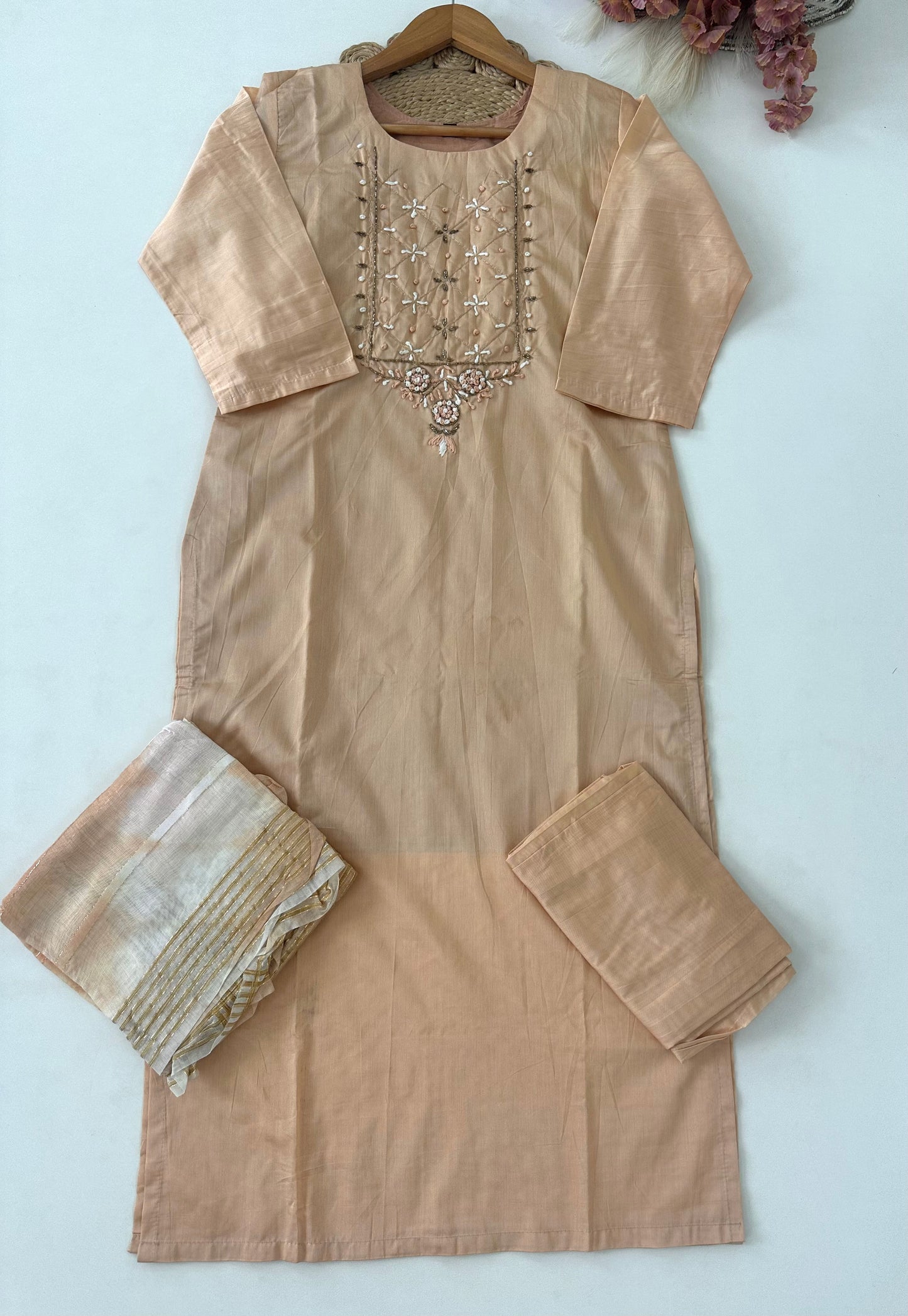 D226 - Roman silk straight kurti with pants and dupatta